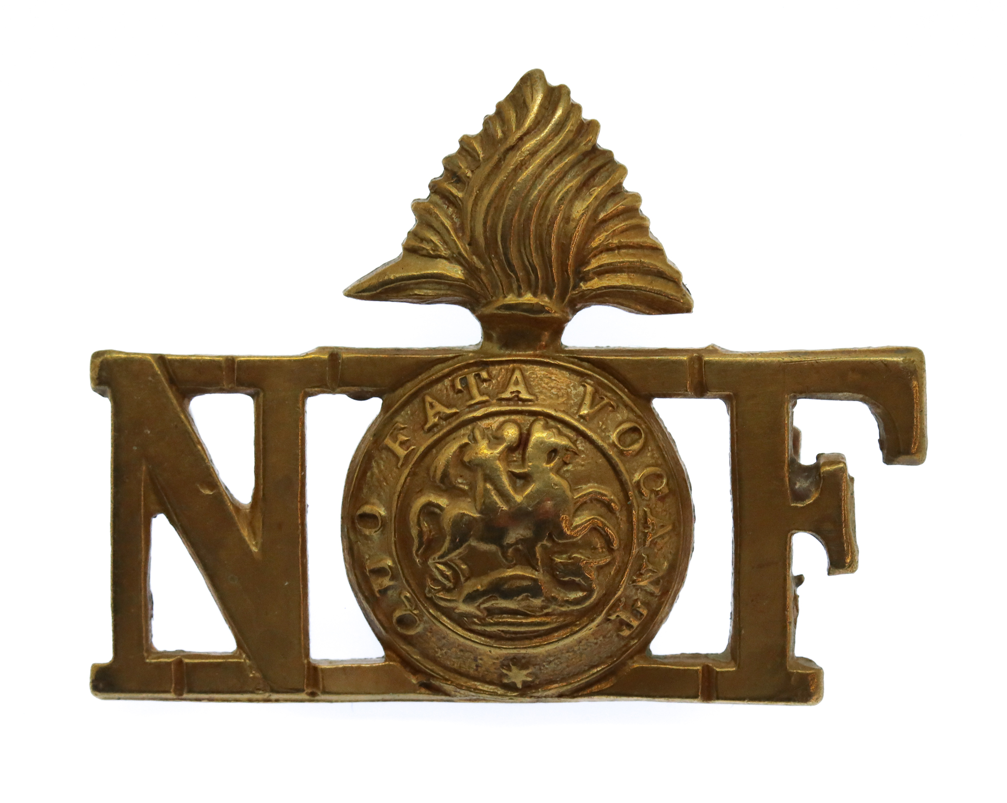 Northumberland Fusiliers Brass Shoulder Title