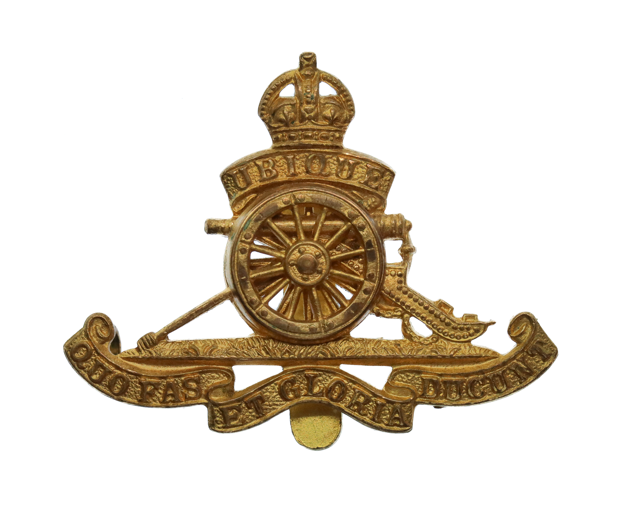 Royal Artillery Officer's Gilt Beret Badge - King's Crown