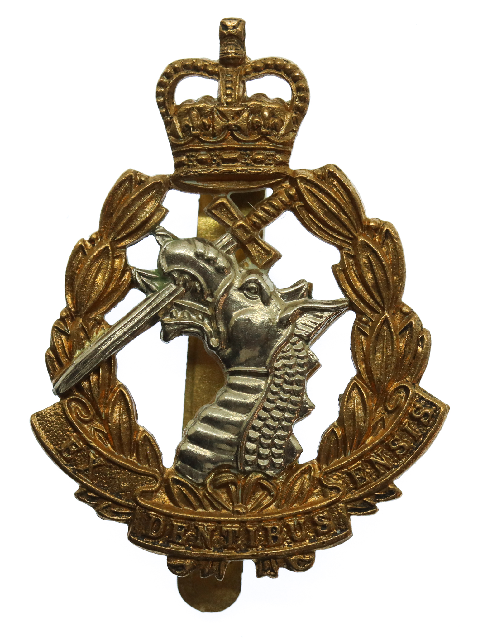 Royal Army Dental Corps (R.A.D.C.) Bi-metal Cap Badge - Queen's Crown