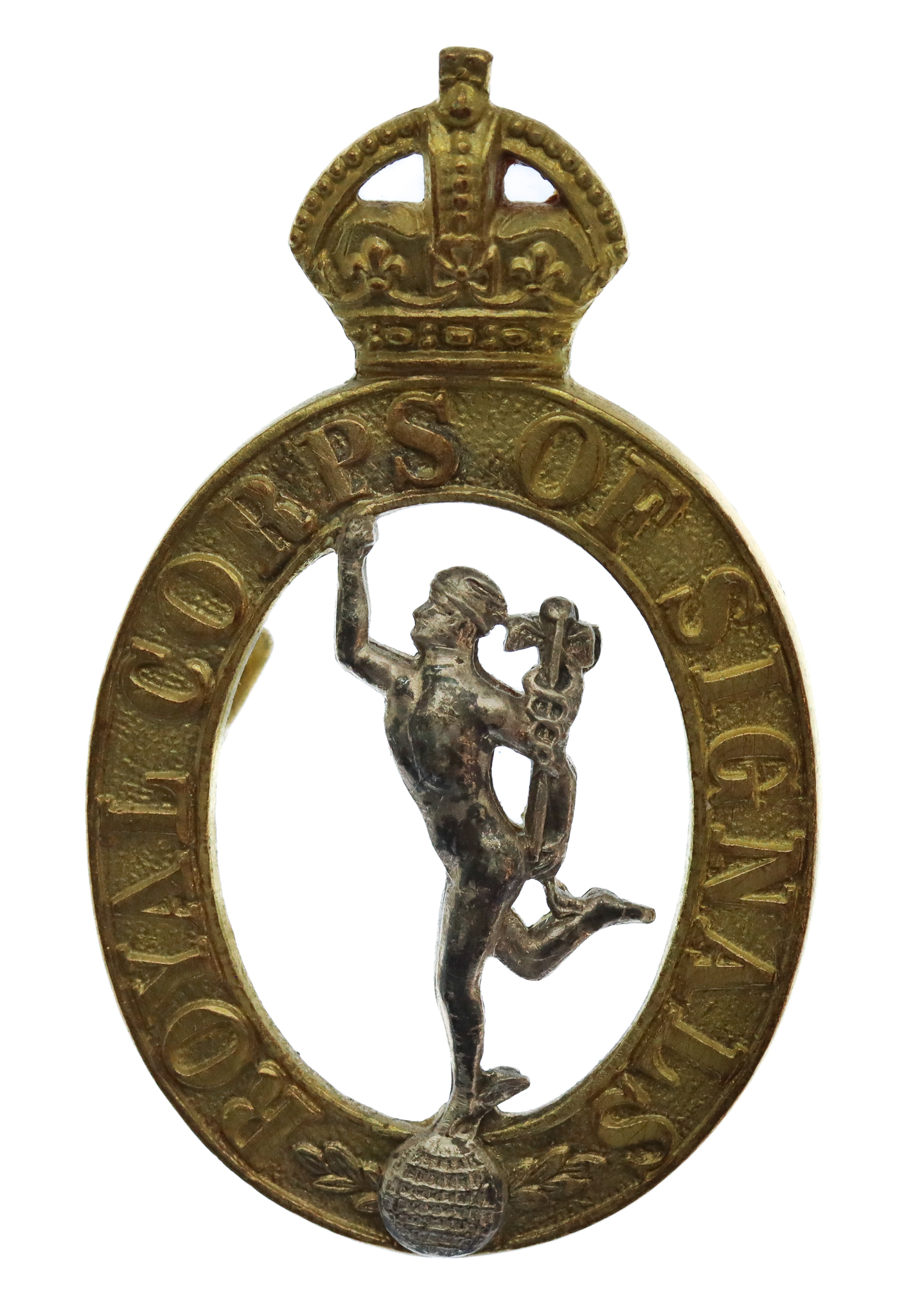 Royal Corps of Signals Officer's Dress Cap Badge - King's Crown