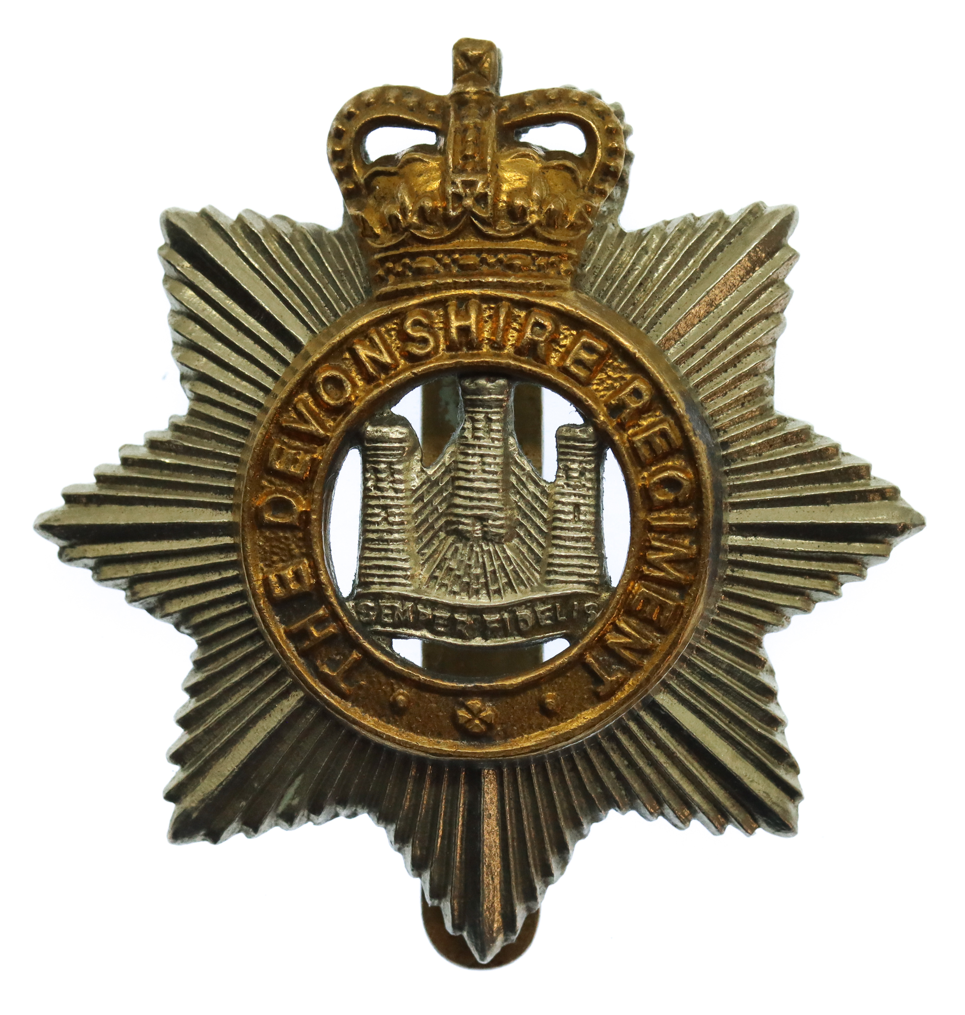 Devonshire Regiment Cap Badge - Queen's Crown