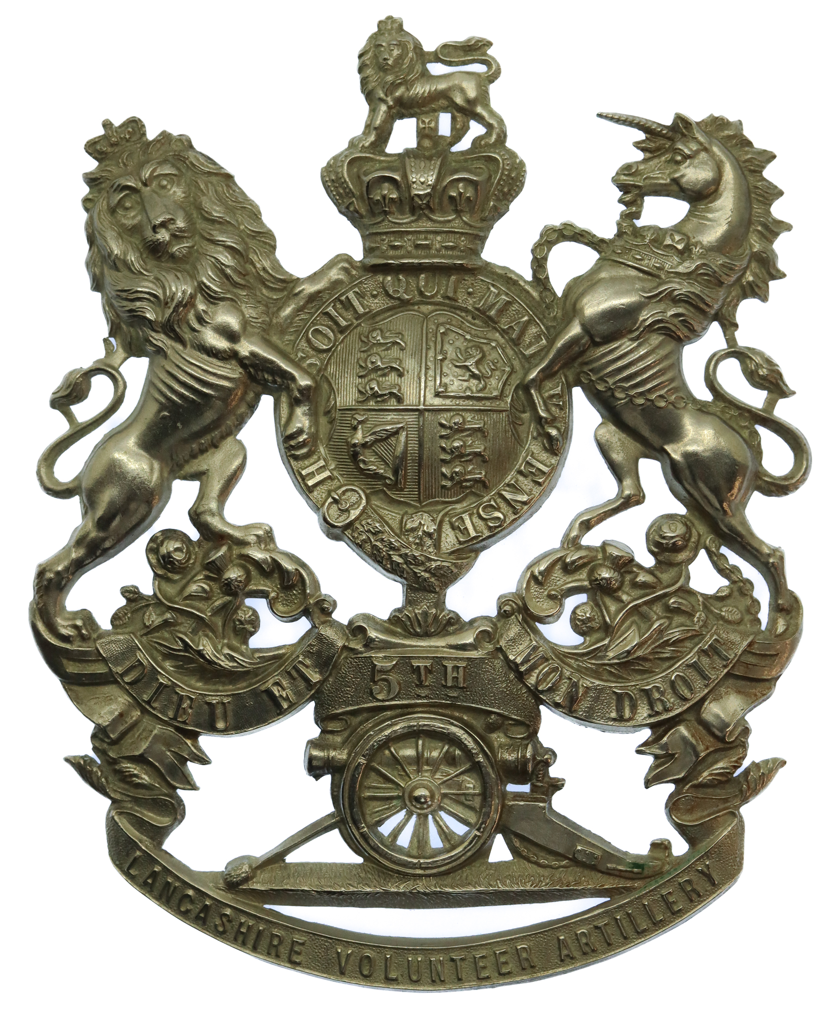 Victorian 5th Lancashire Volunteer Artillery Helmet Plate