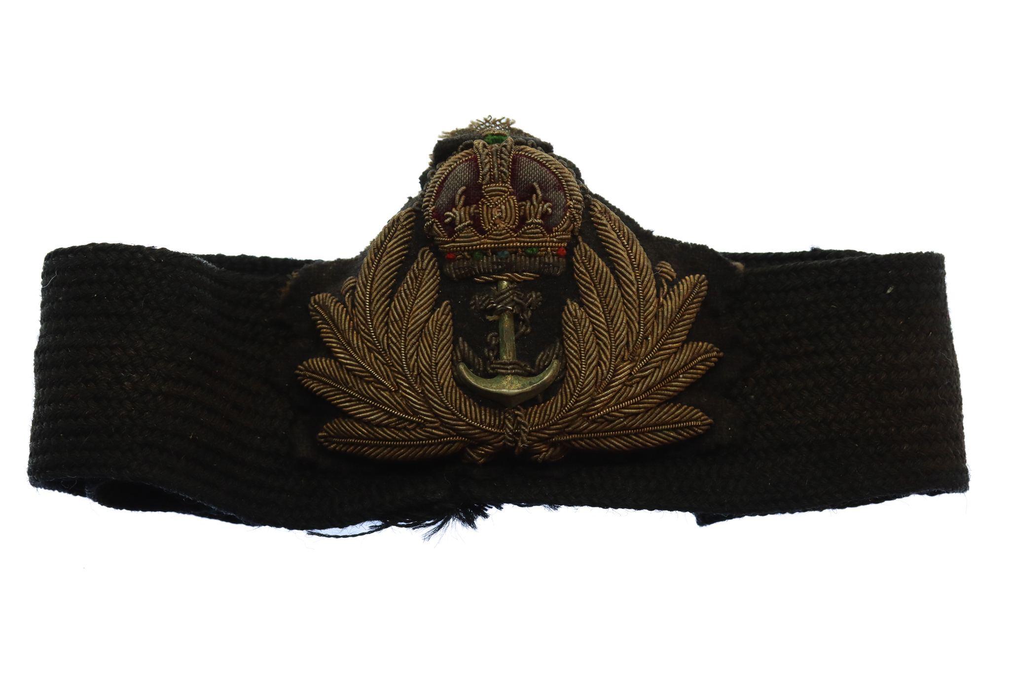 Royal Navy Officer's Bullion Cap Badge & Band - King's Crown