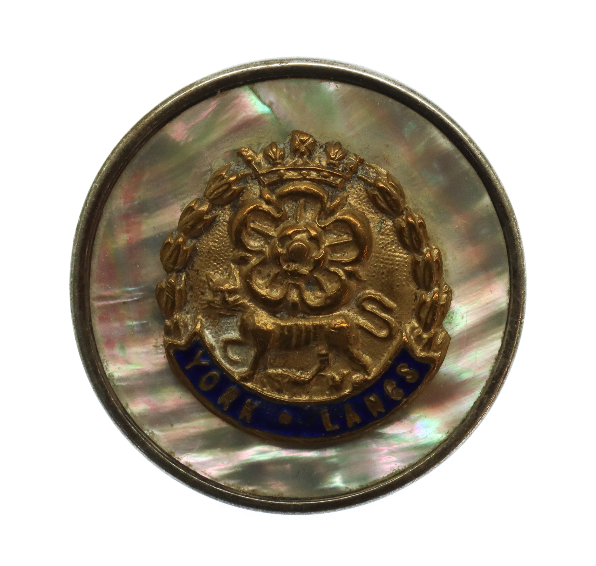York & Lancaster Regiment Mother of Pearl & Silver Rim Sweetheart Brooch