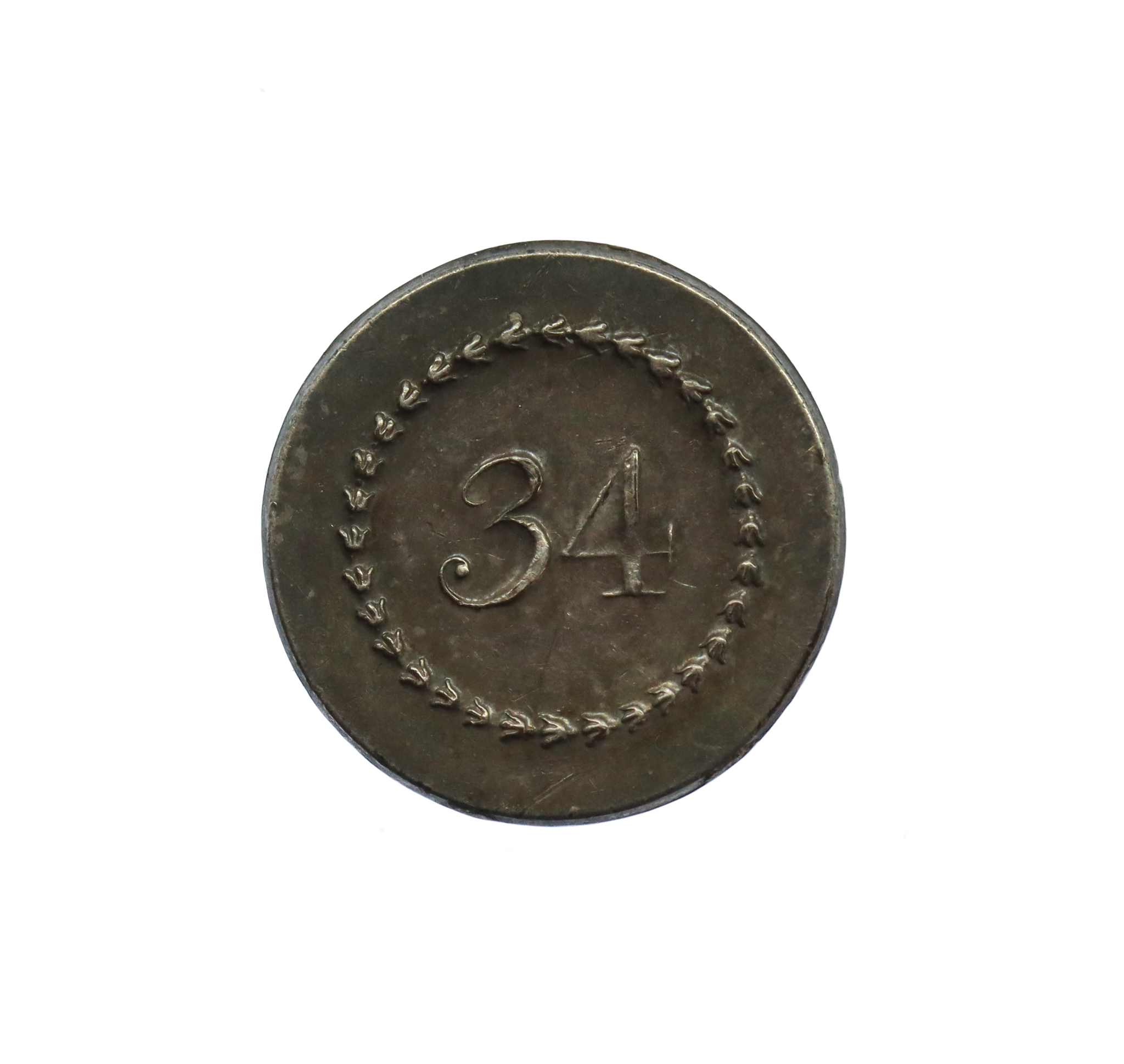 34th (Cumberland) Regiment of Foot Button c.1790-1797 (17mm)