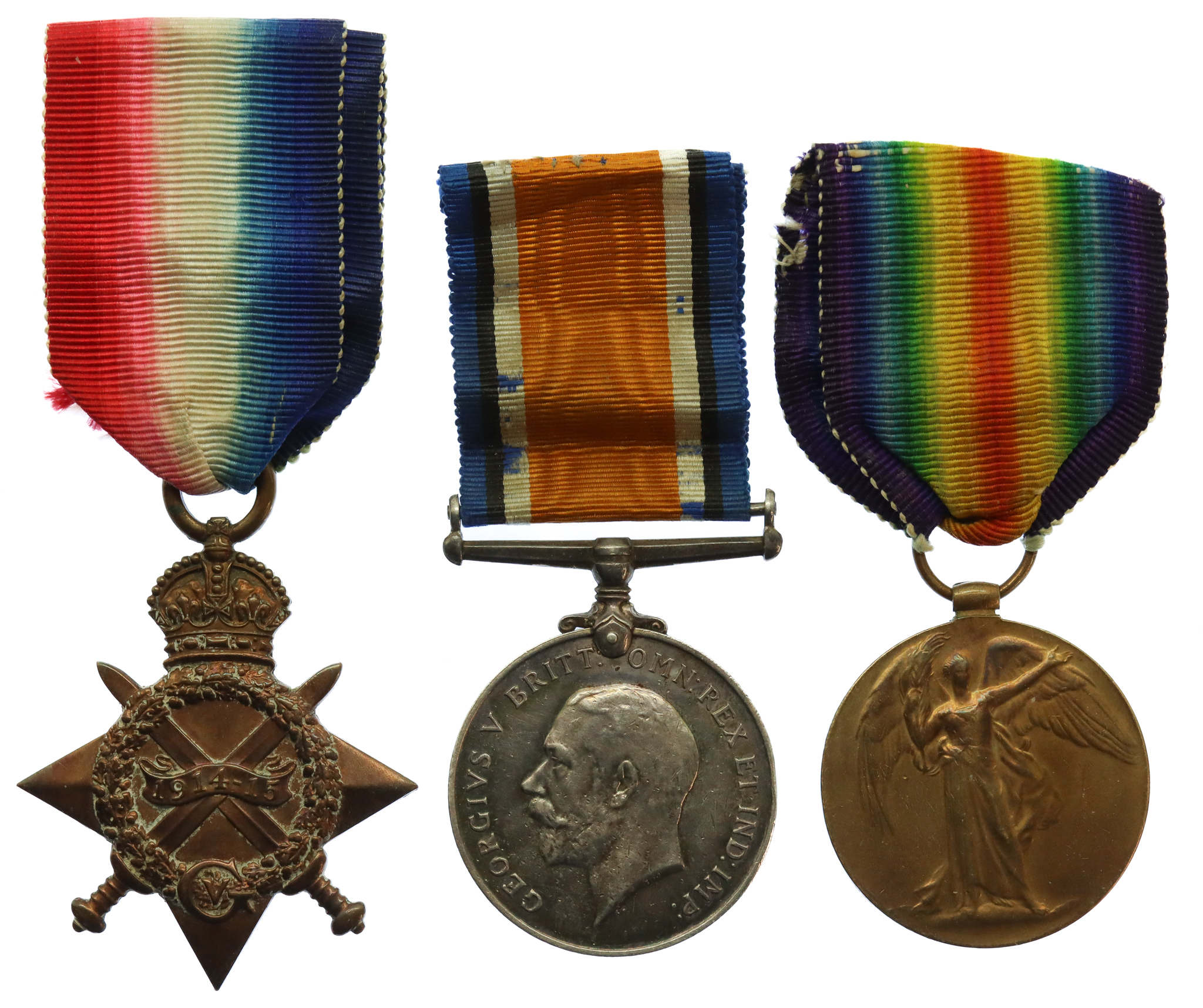 WW1 1914-15 Star Medal Trio - Pte. E.G. Perry, 9th Bn. South Lancashire Regiment