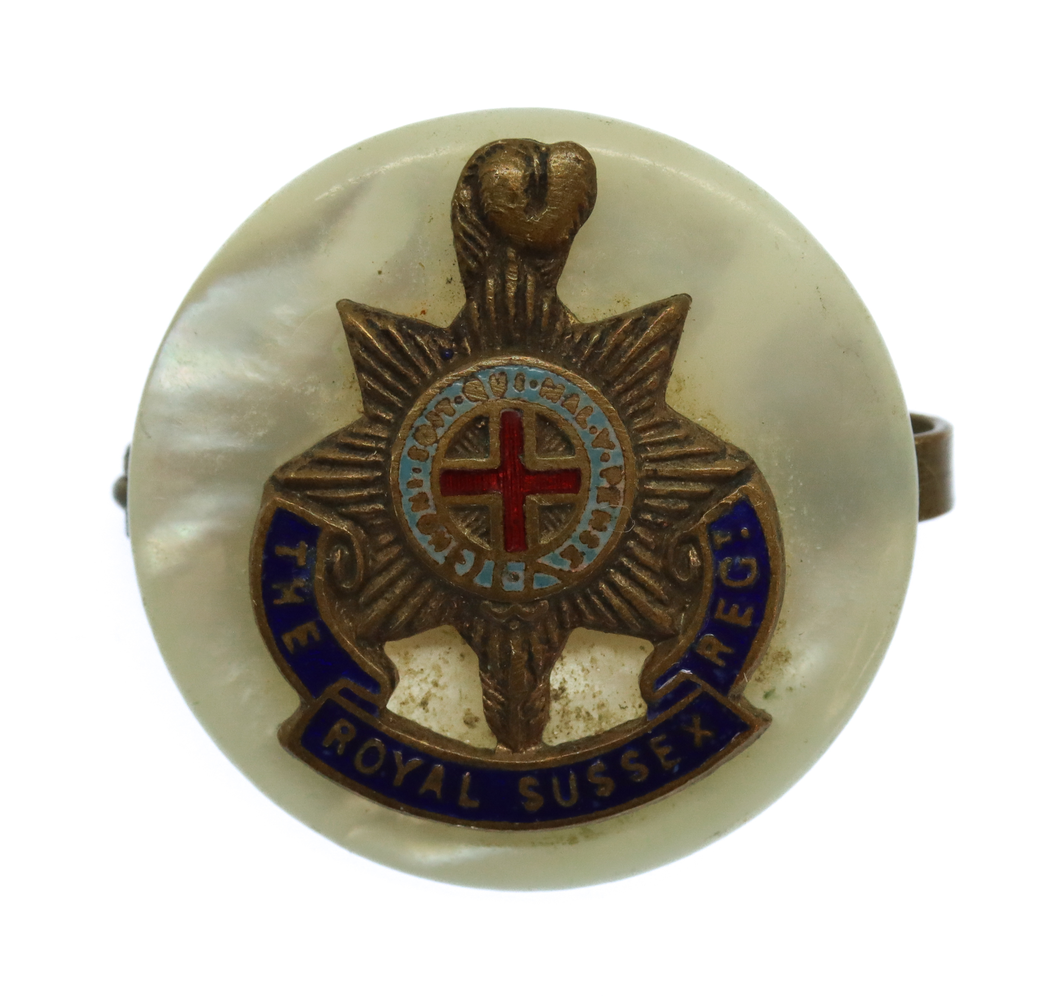 Royal Sussex Regiment Mother of Pearl Sweetheart Brooch