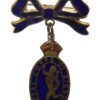Royal Corps of Signals Brass & Enamel Bow Suspension Sweetheart Brooch - King's Crown
