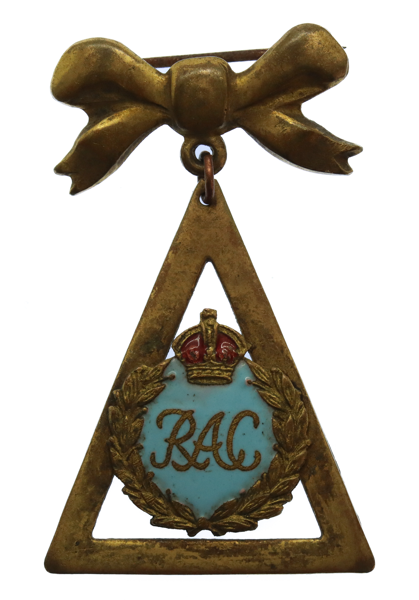 Royal Armoured Corps (R.A.C.) Enamelled Bow Suspension Sweetheart Brooch