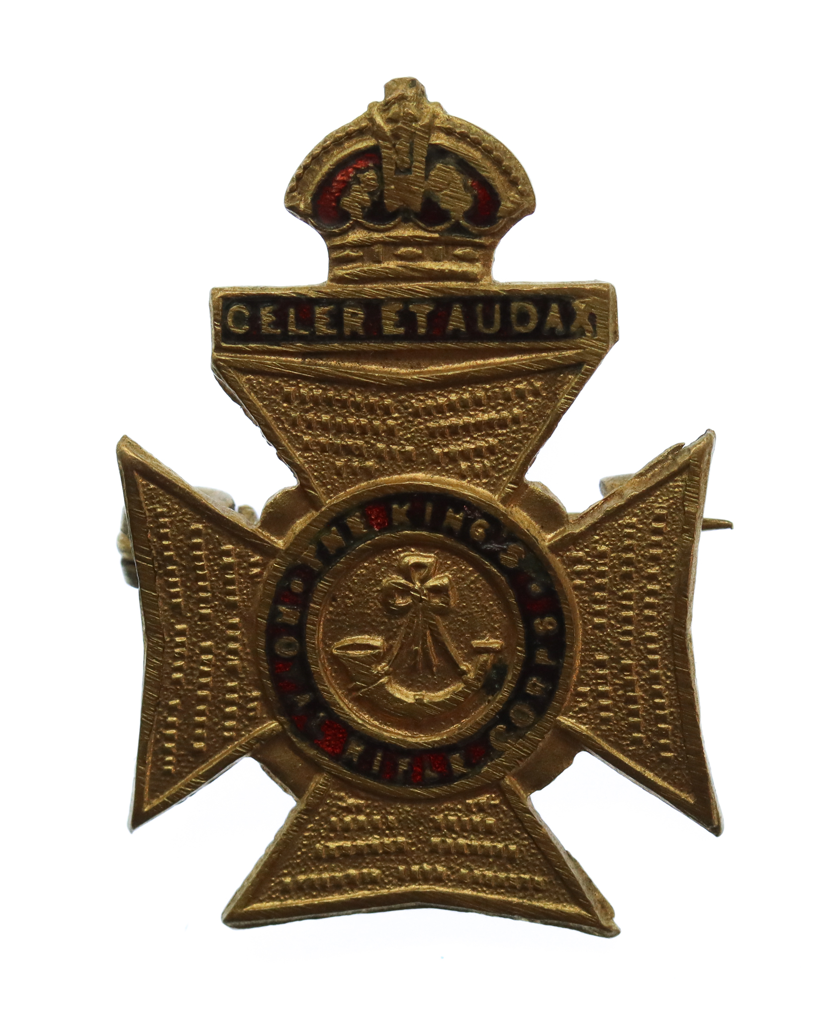 King's Royal Rifle Corps (K.R.R.C.) Enamelled Sweetheart Brooch - King's Crown