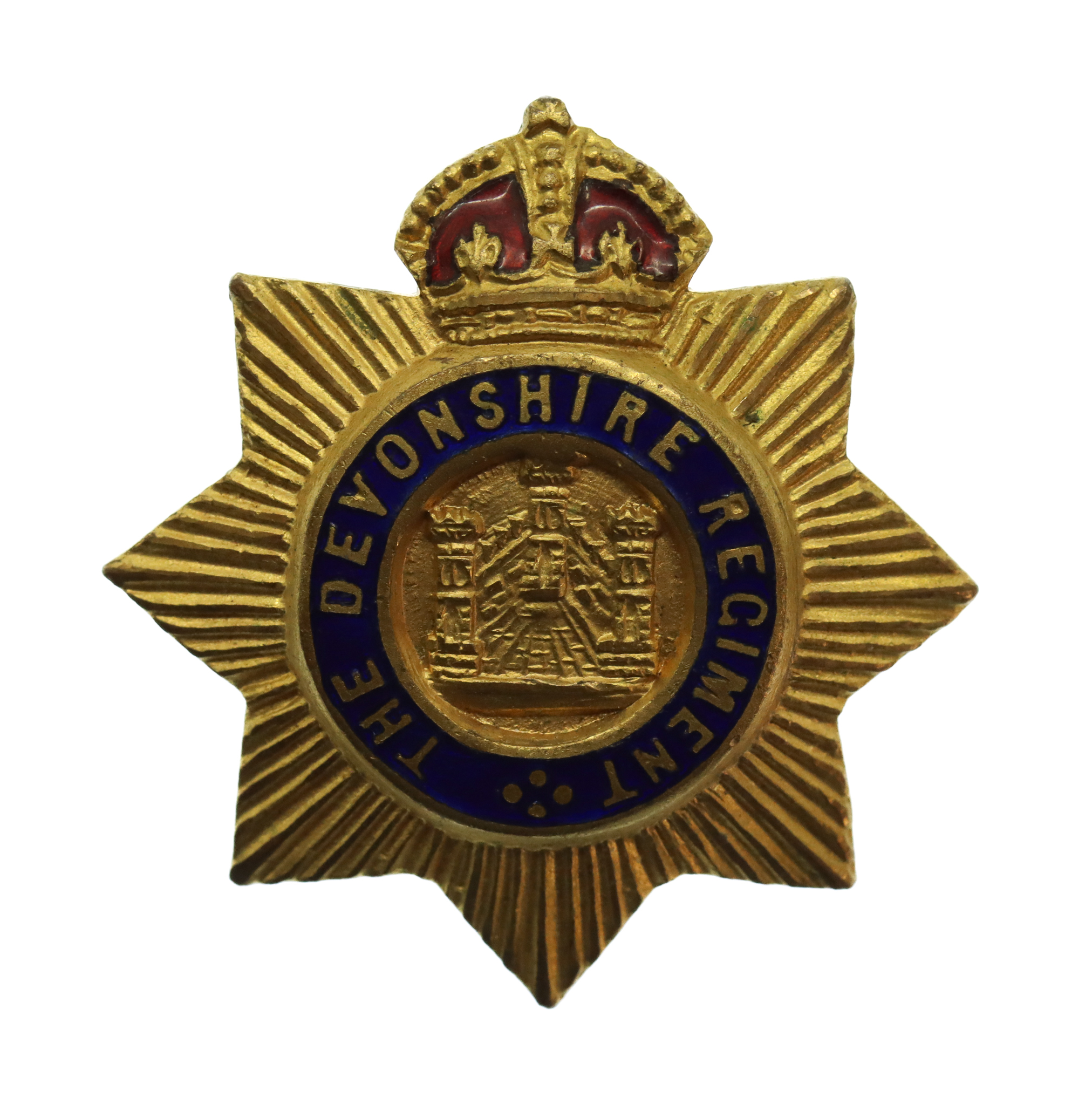 Devonshire Regiment Enamelled Sweetheart Brooch - King's Crown