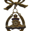 Royal Artillery Brass & Enamel Bow Suspension Sweetheart Brooch - King's Crown