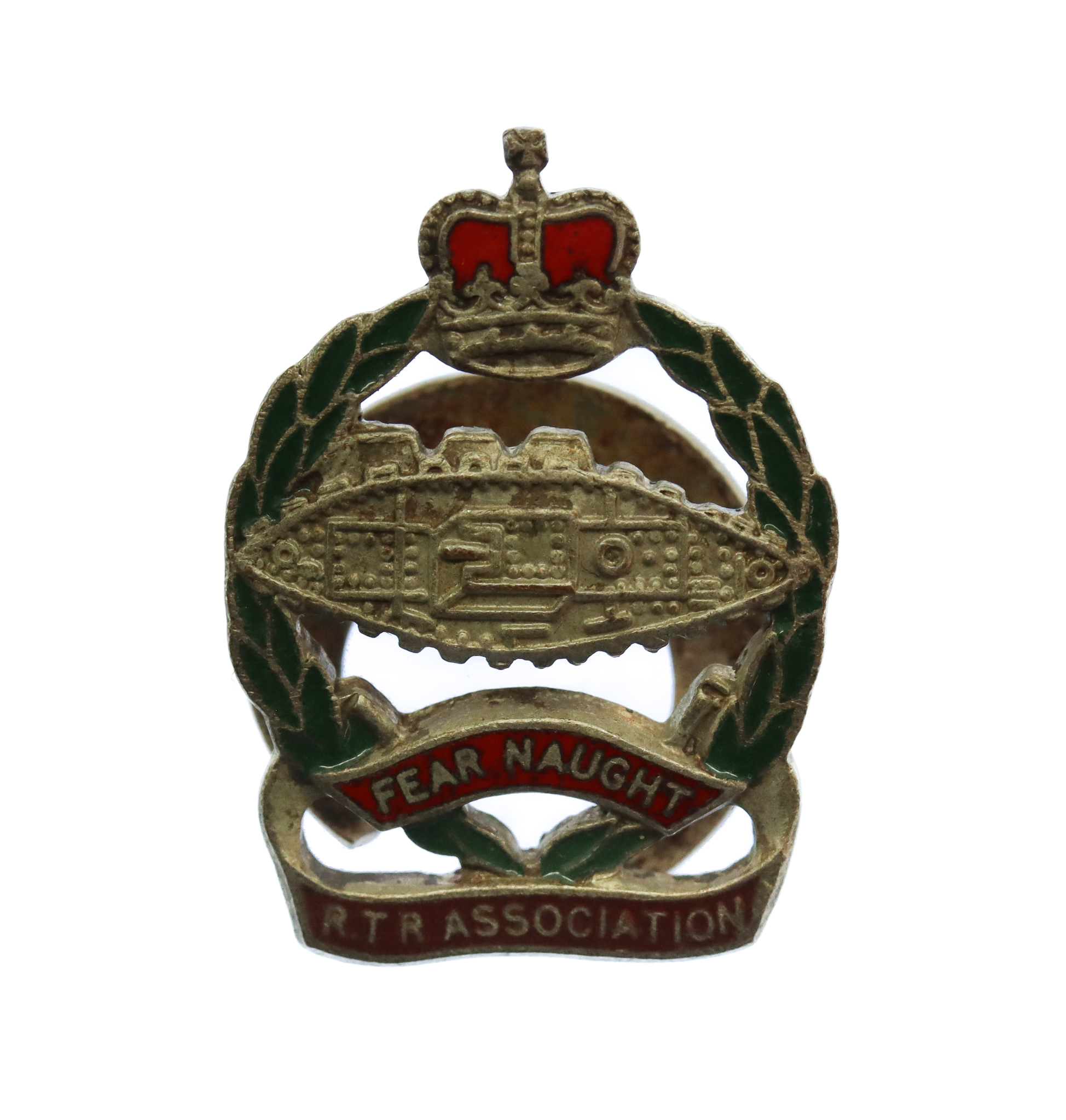 Royal Tank Regiment  R.T.R. Association Enamelled Lapel Badge - Queen's Crown