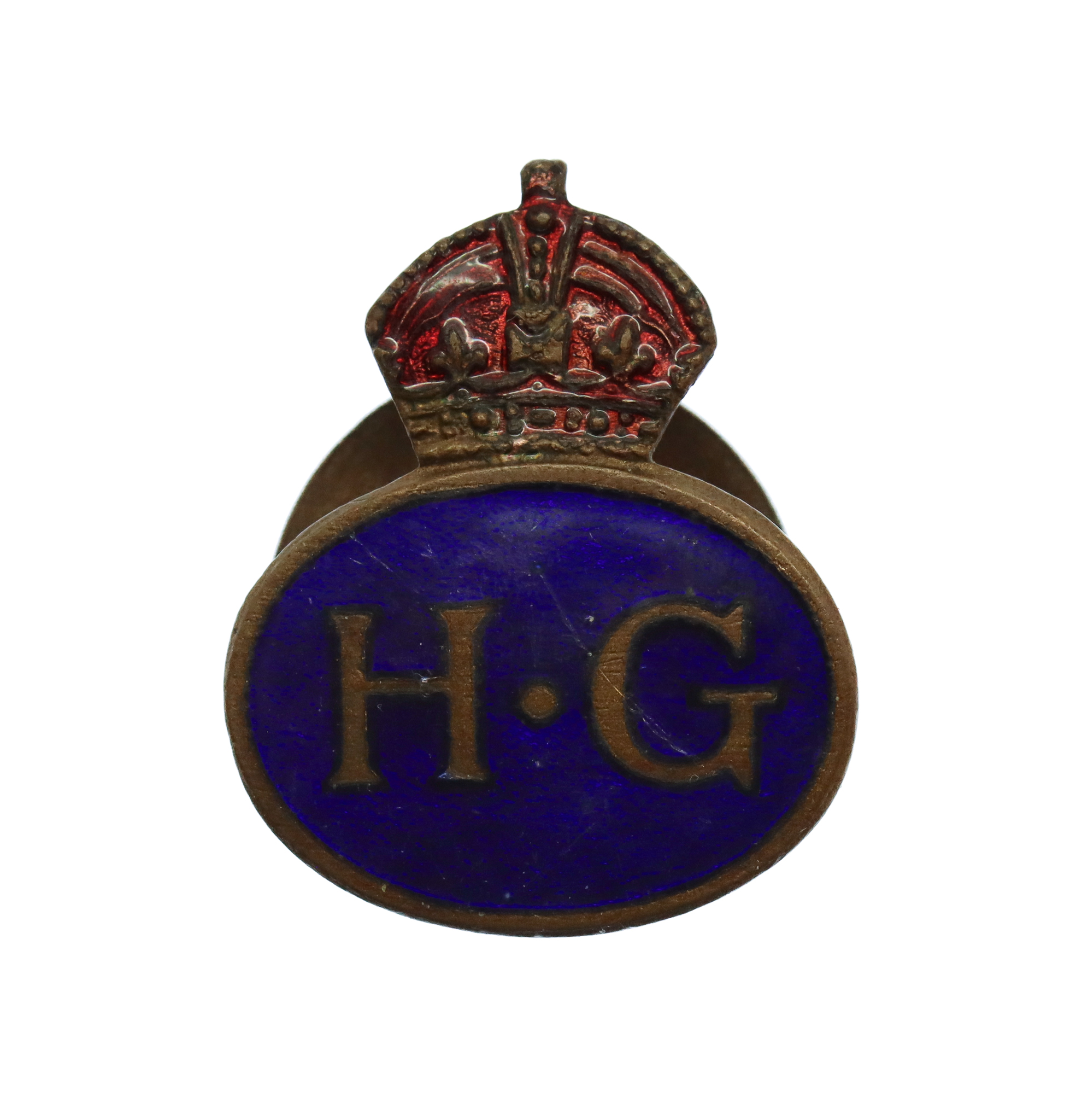WW2 Home Guard (H.G.) Enamelled Lapel Badge - King's Crown