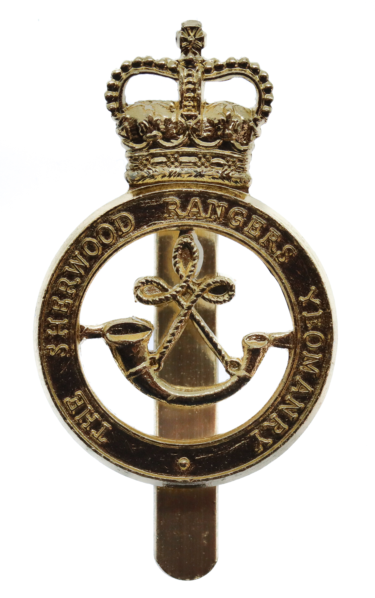 Sherwood Rangers Yeomanry Anodised (Staybrite) Cap Badge - Queen's Crown