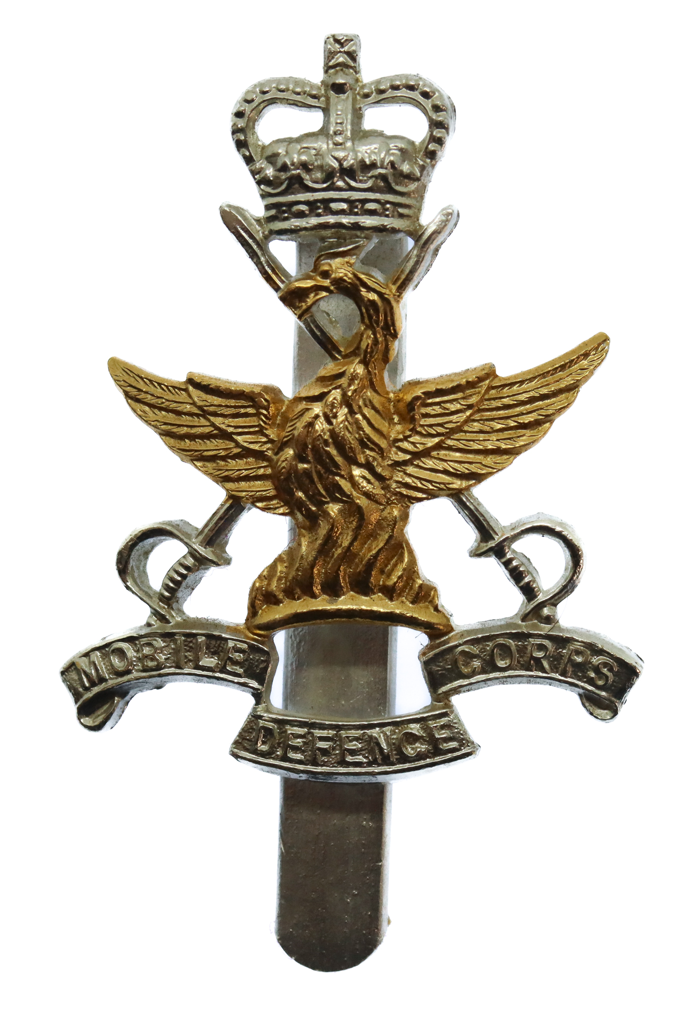 Mobile Defence Corps Anodised (Staybrite) Cap Badge