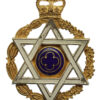 Royal Army Chaplains Department (Jewish) Silver, Gilt & Enamel Cap Badge - Queen's Crown