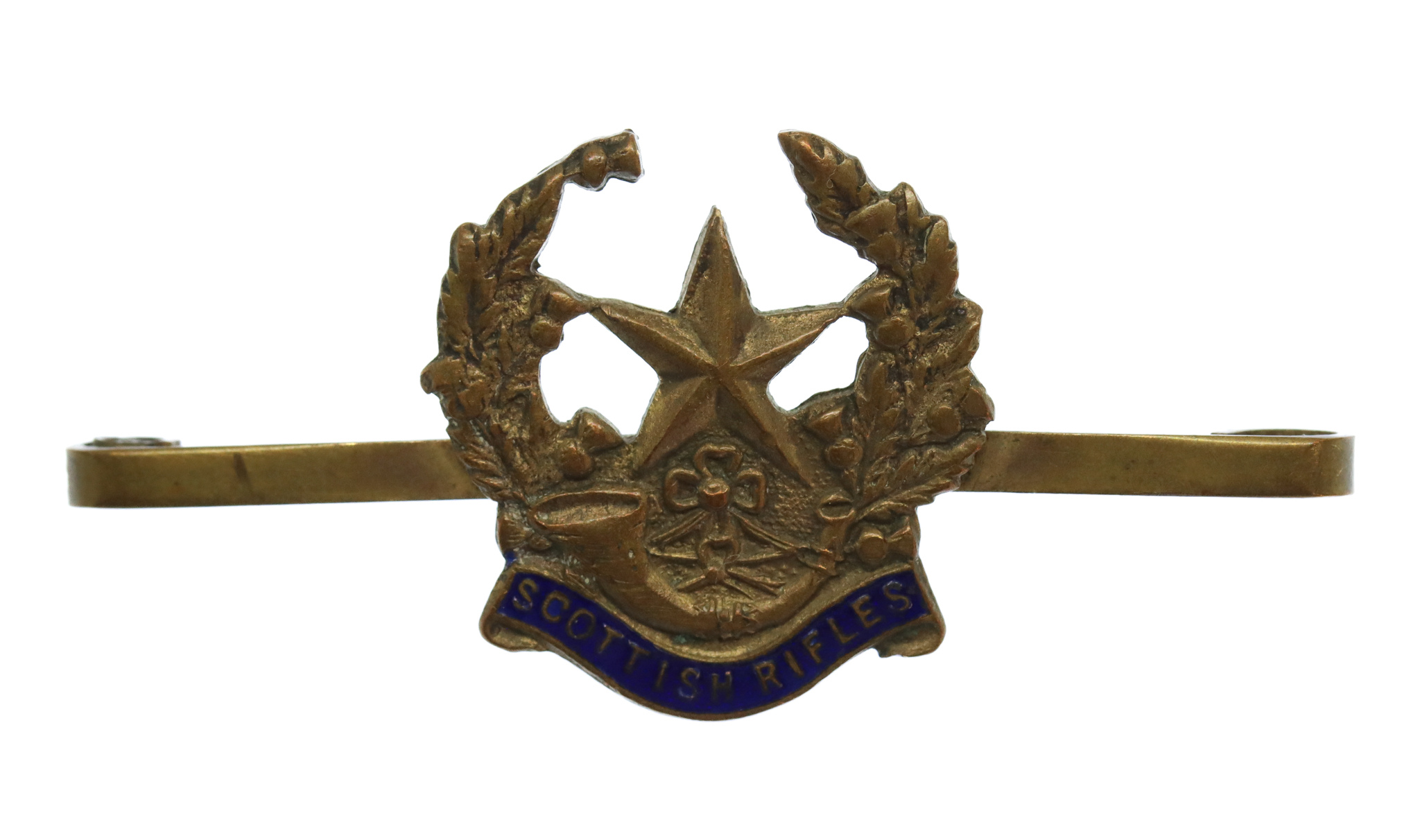 Cameronians (Scottish Rifles) Brass & Enamel Sweetheart Brooch