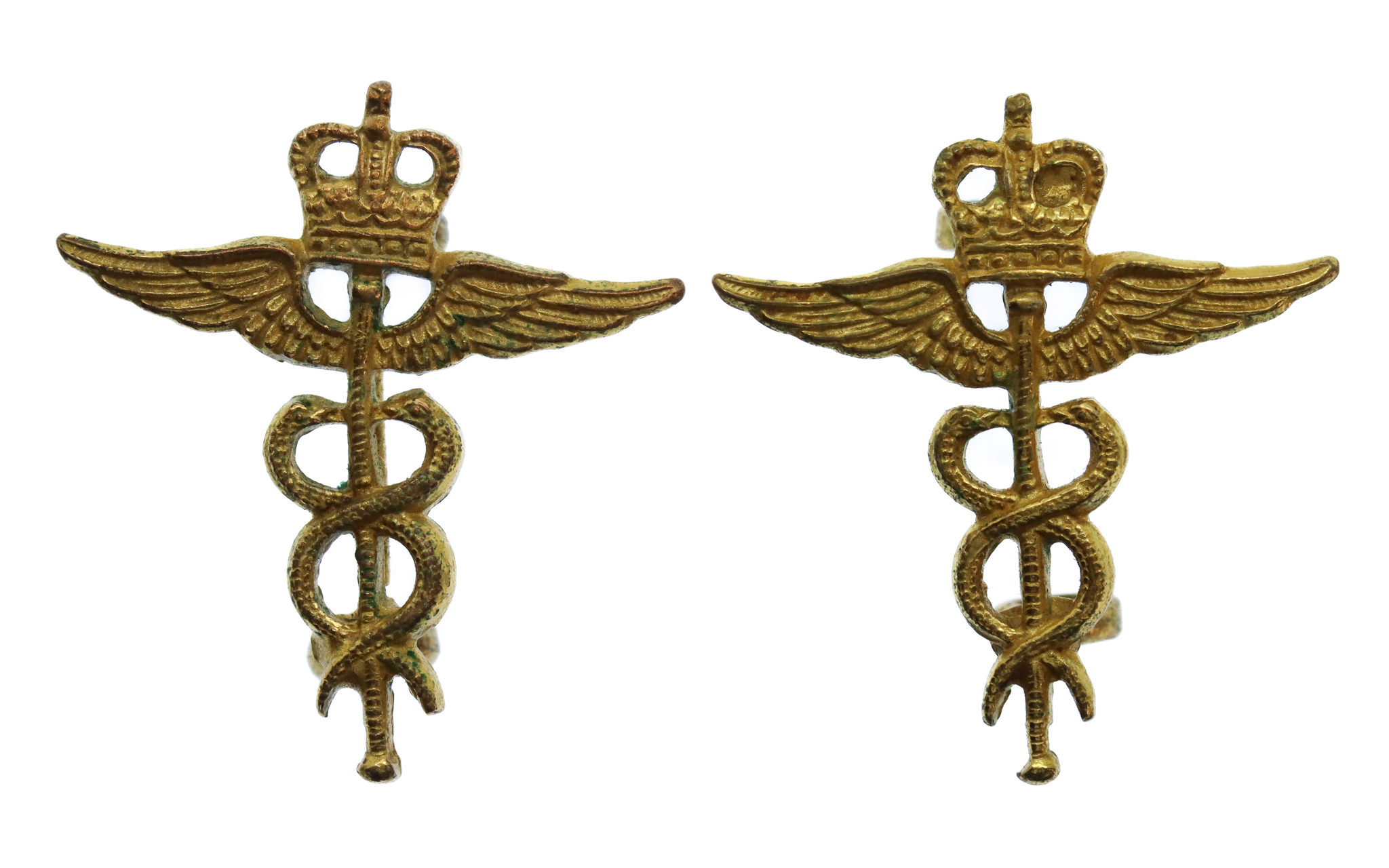 Pair of Royal Air Force (R.A.F.) Medical Branch Officers Collar Badges - Queen's Crown