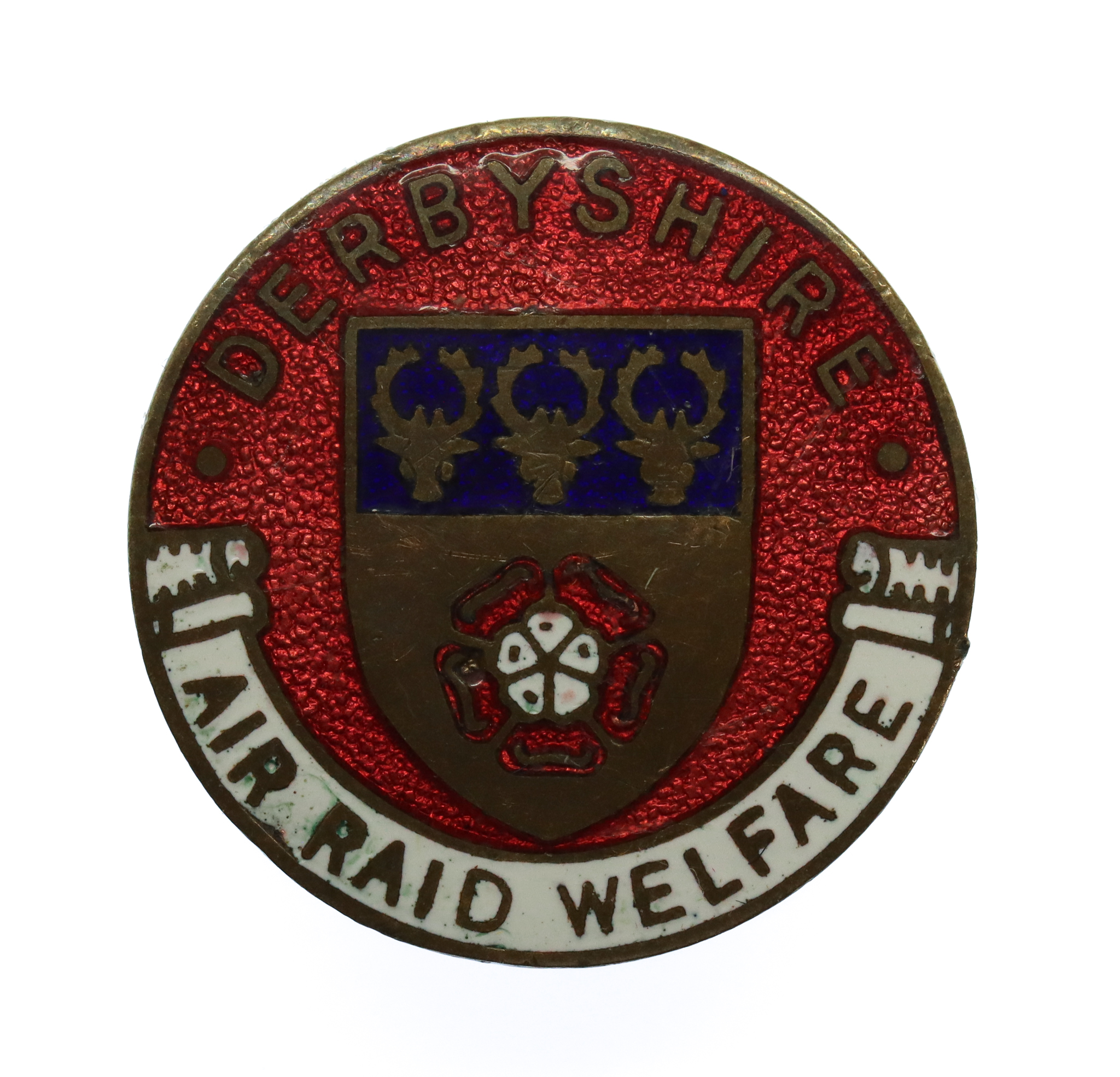 WW2 Derbyshire Air Raid Welfare Enamelled Lapel Badge
