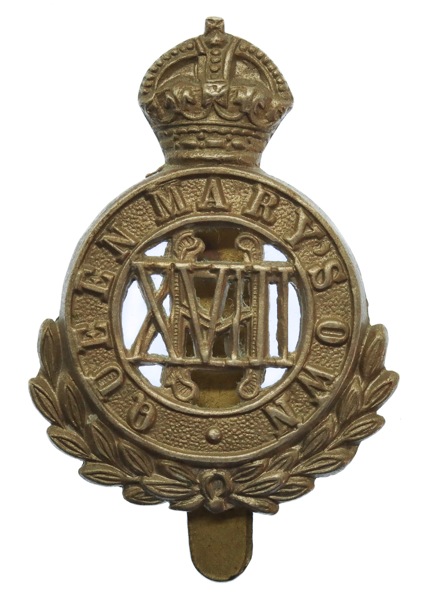 18th Hussars (Queen Mary's Own) Cap Badge - King's Crown