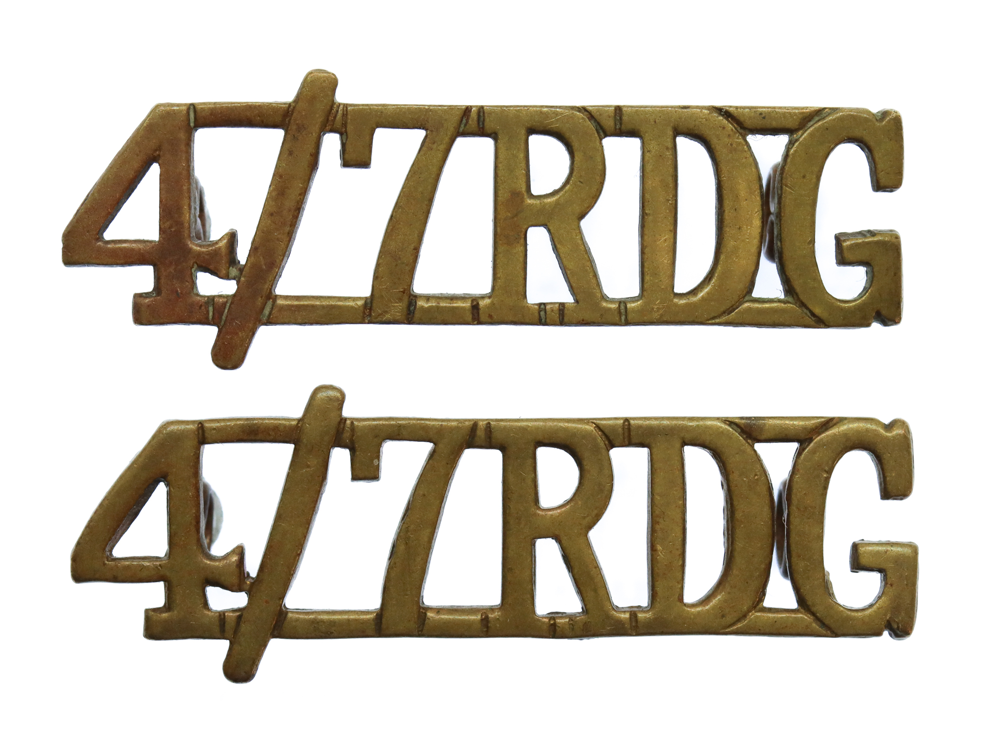 Pair of 4th/7th Royal Dragoon Guards (4/7RDG) Shoulder Titles