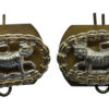 Pair of Royal Leicestershire Regiment Anodised (Staybrite) Collar Badges