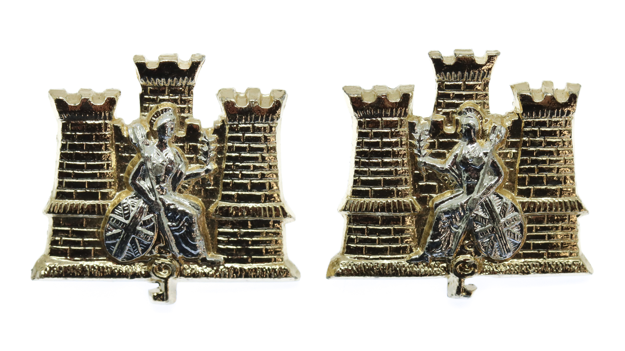 Pair of 1st Royal Anglian Regiment Anodised (Staybrite) Collar Badges
