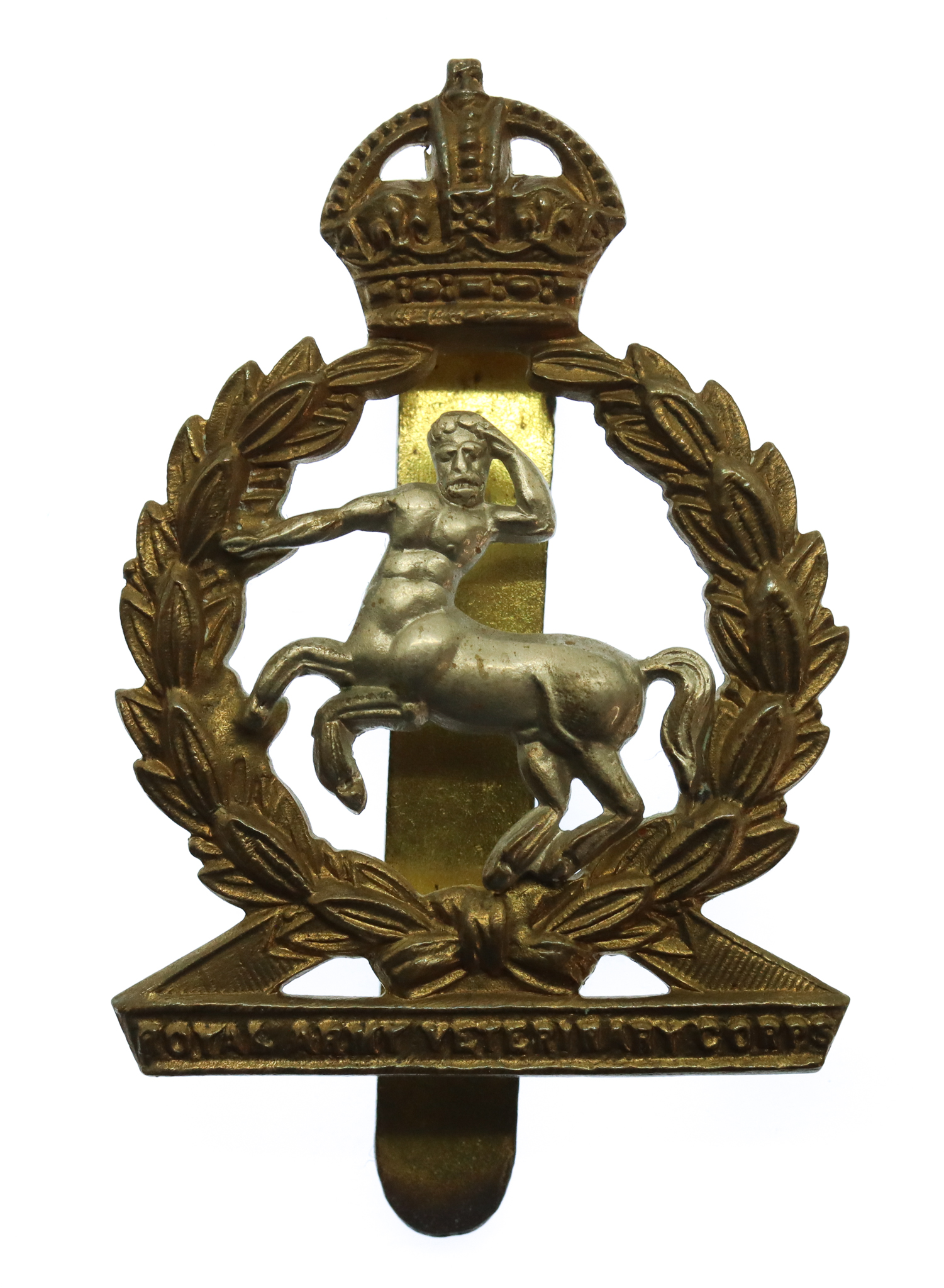 Royal Army Veterinary Corps (R.A.V.C.) Bi-Metal Cap Badge - King's Crown