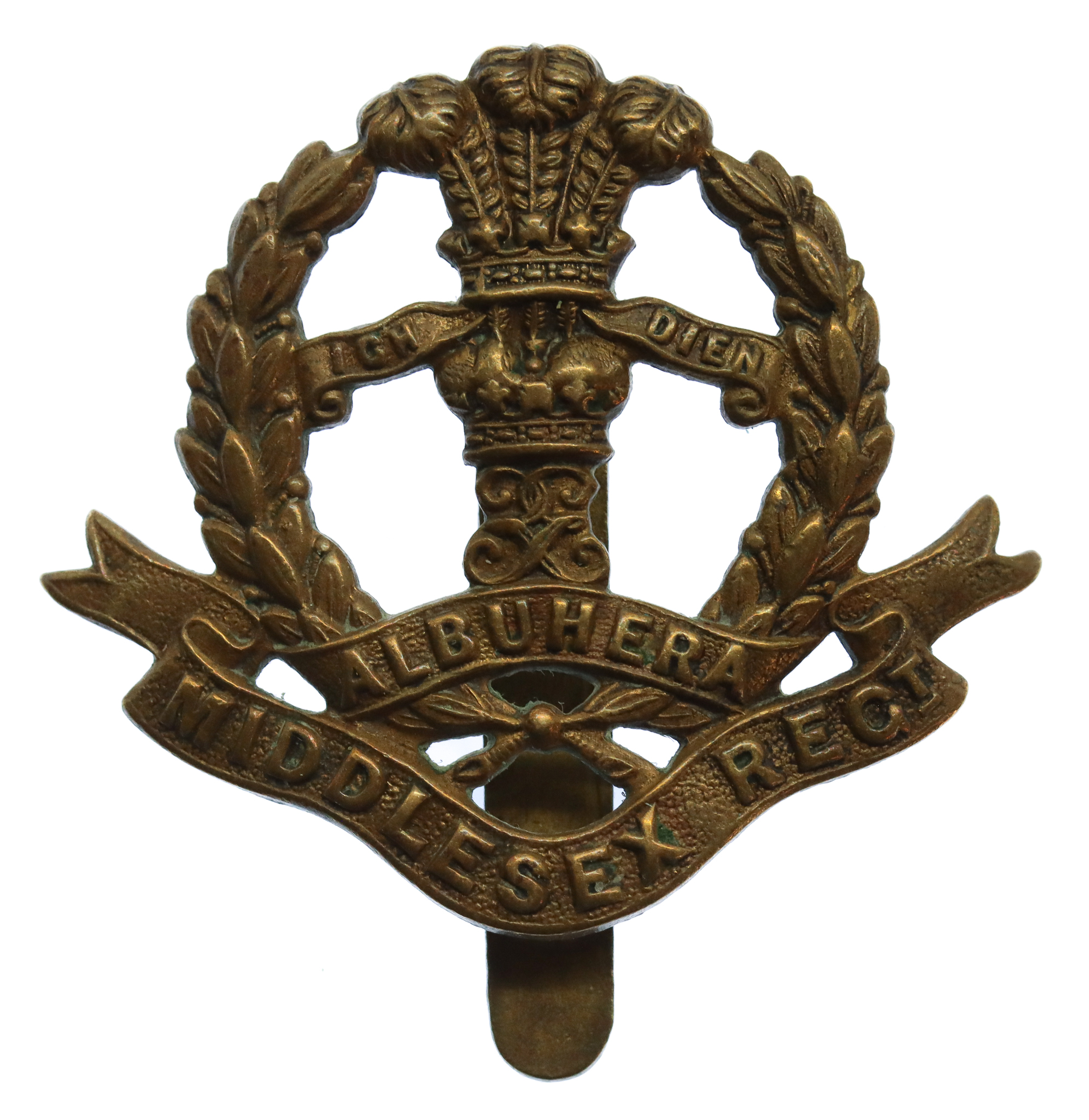 Middlesex Regiment WW1 All Brass Economy Cap Badge
