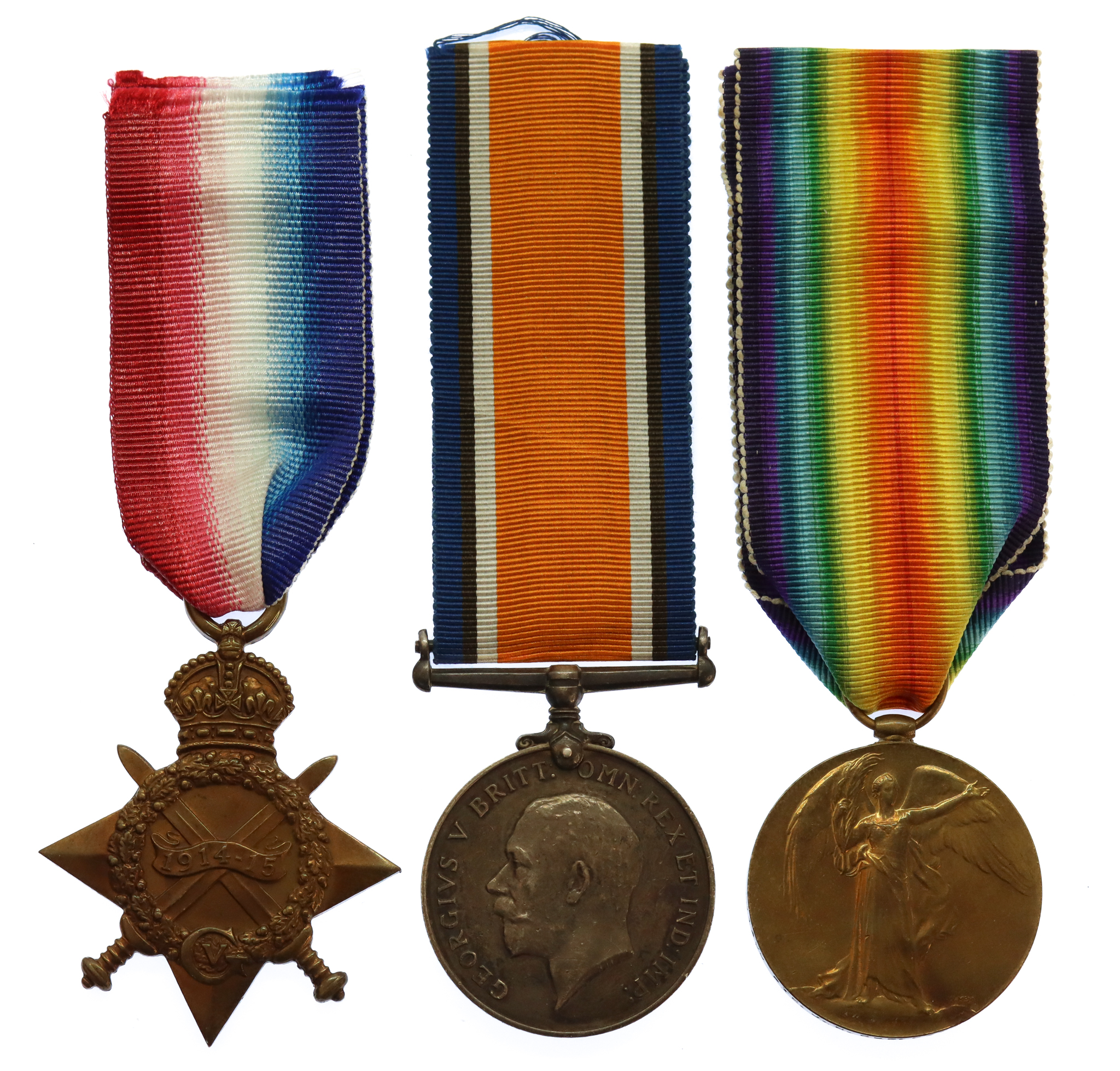 WW1 1914-15 Star Medal Trio - Pte. J.H. Copleston, West Riding Regiment - Wounded