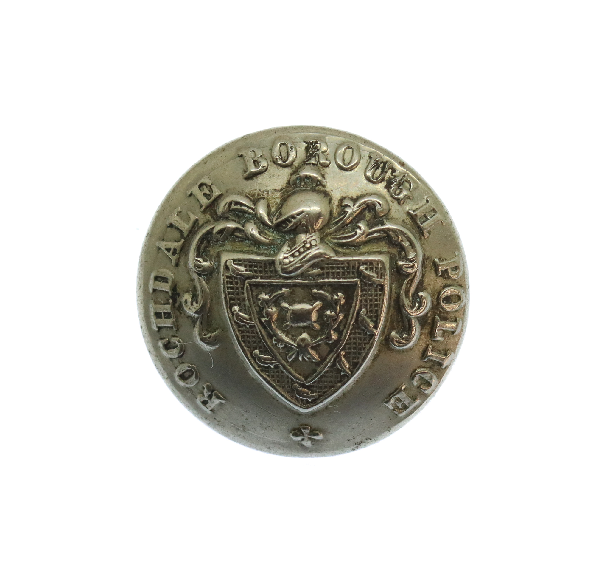 Rochdale Borough Police White Metal Coat of Arms Button (17mm)
