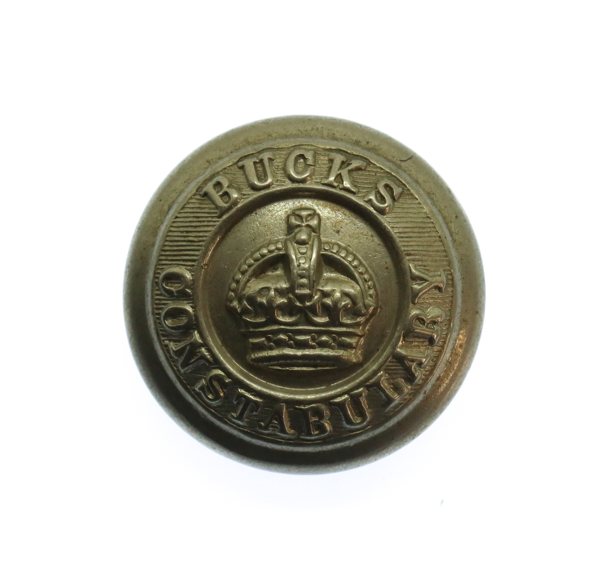 Buckinghamshire Constabulary White Metal Button - King's Crown (19mm)