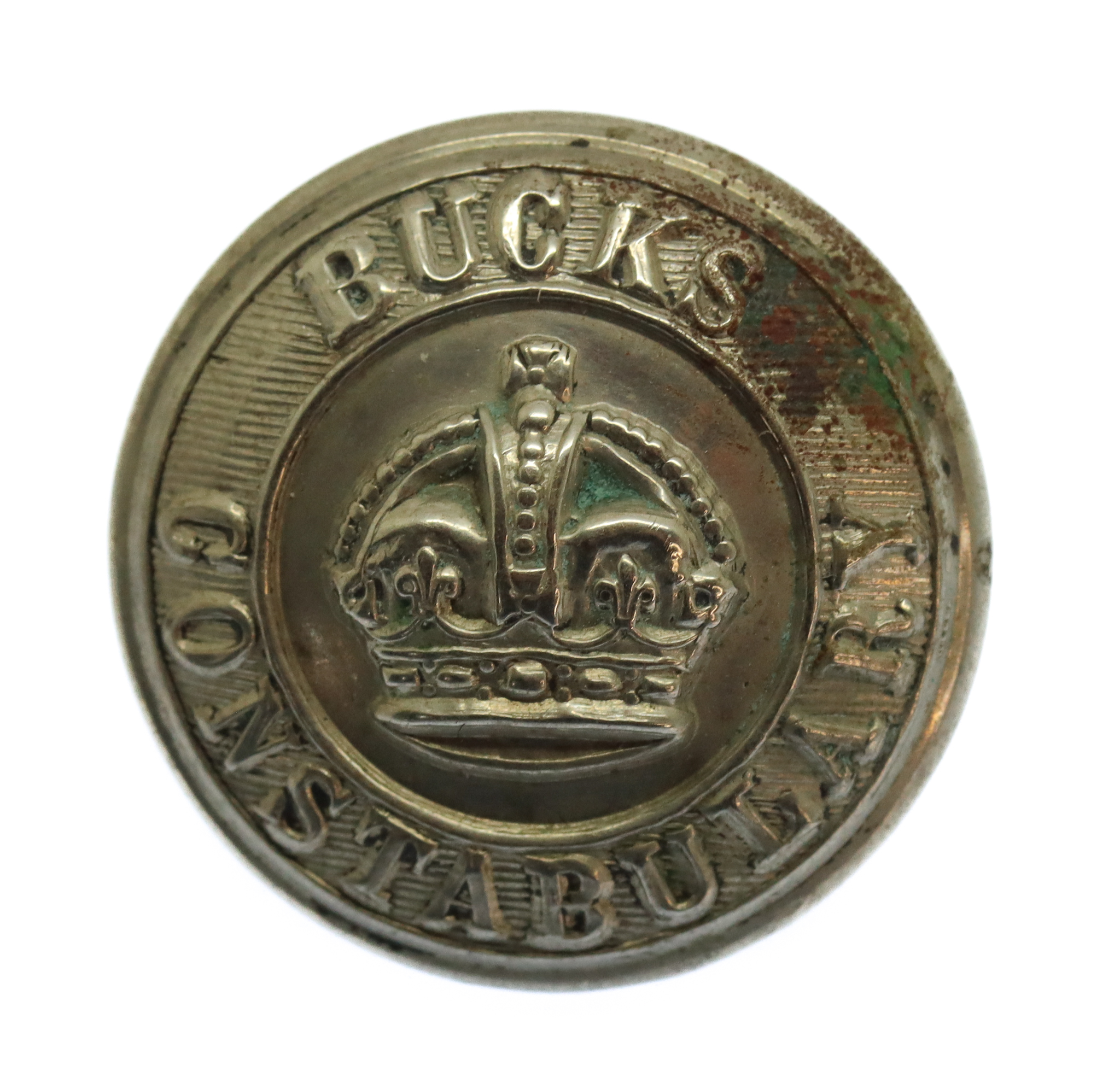 Buckinghamshire Constabulary White Metal Button - King's Crown (24mm)