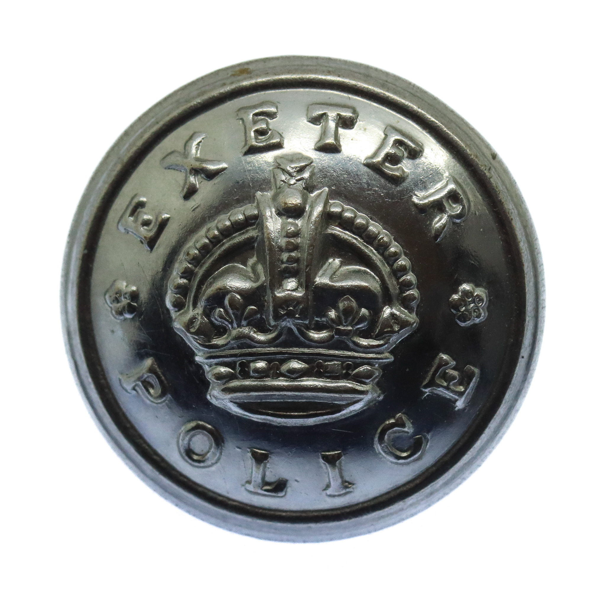Exeter City Police Chrome Button - King's Crown (25mm)