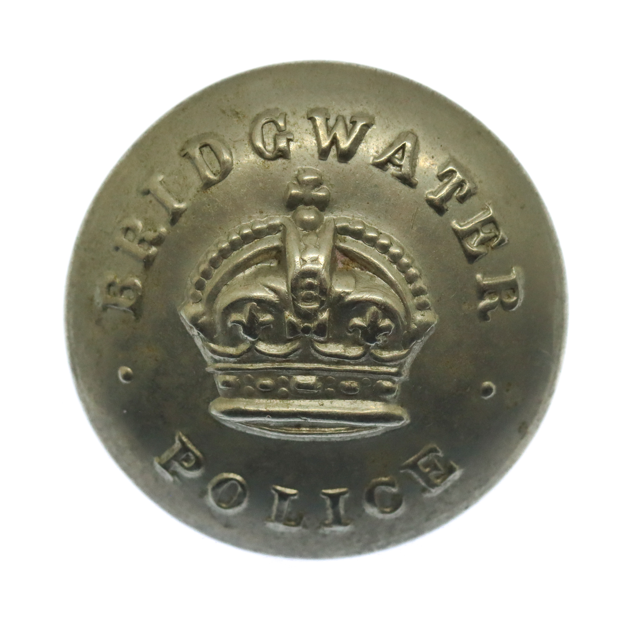 Bridgwater Borough Police White Metal Button - King's Crown (25mm)