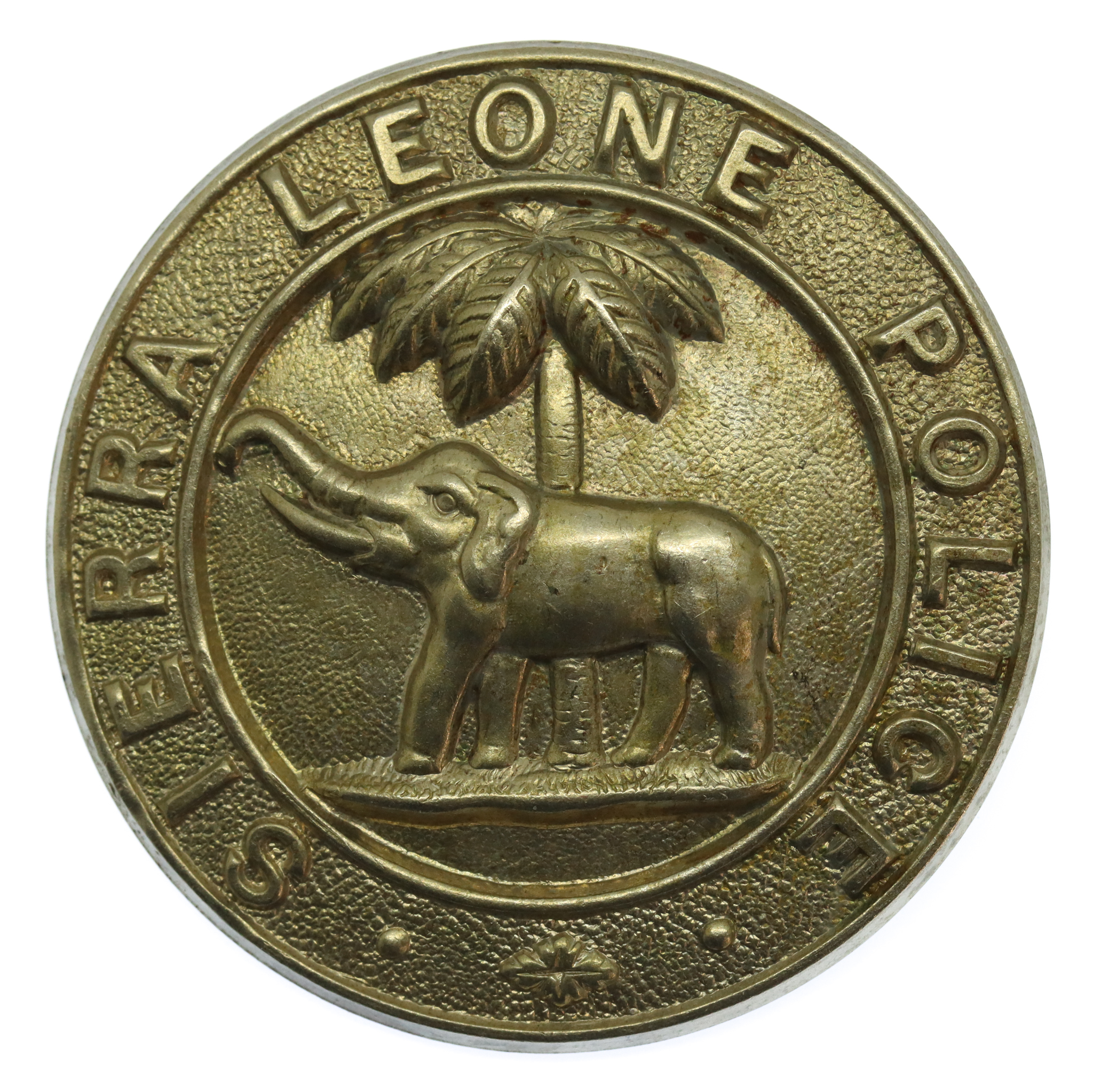 Sierra Leone Police White Metal Helmet Plate