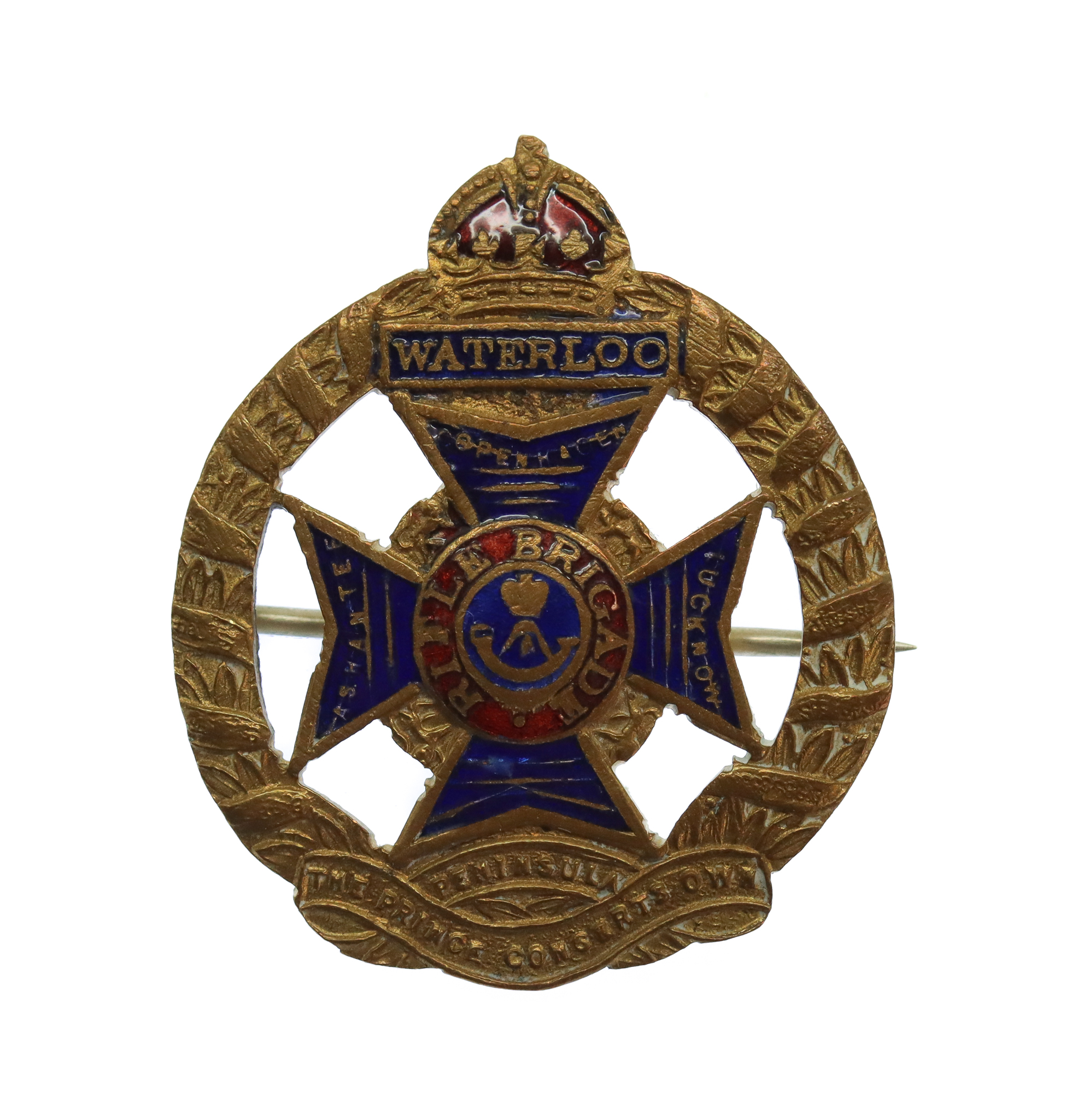 Rifle Brigade Enamelled Sweetheart Brooch - King's Crown