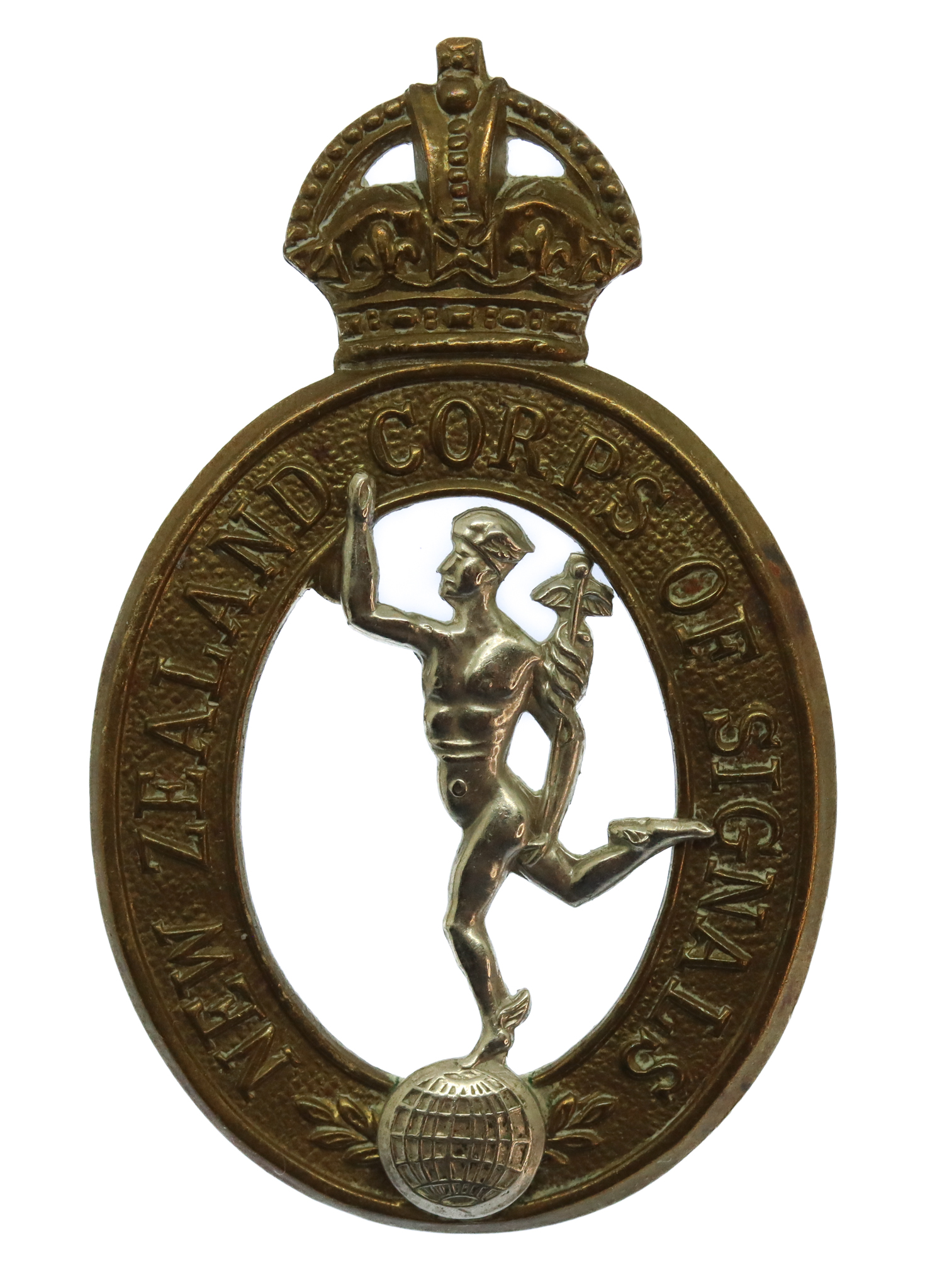 New Zealand Corps of Signals Cap Badge - King's Crown