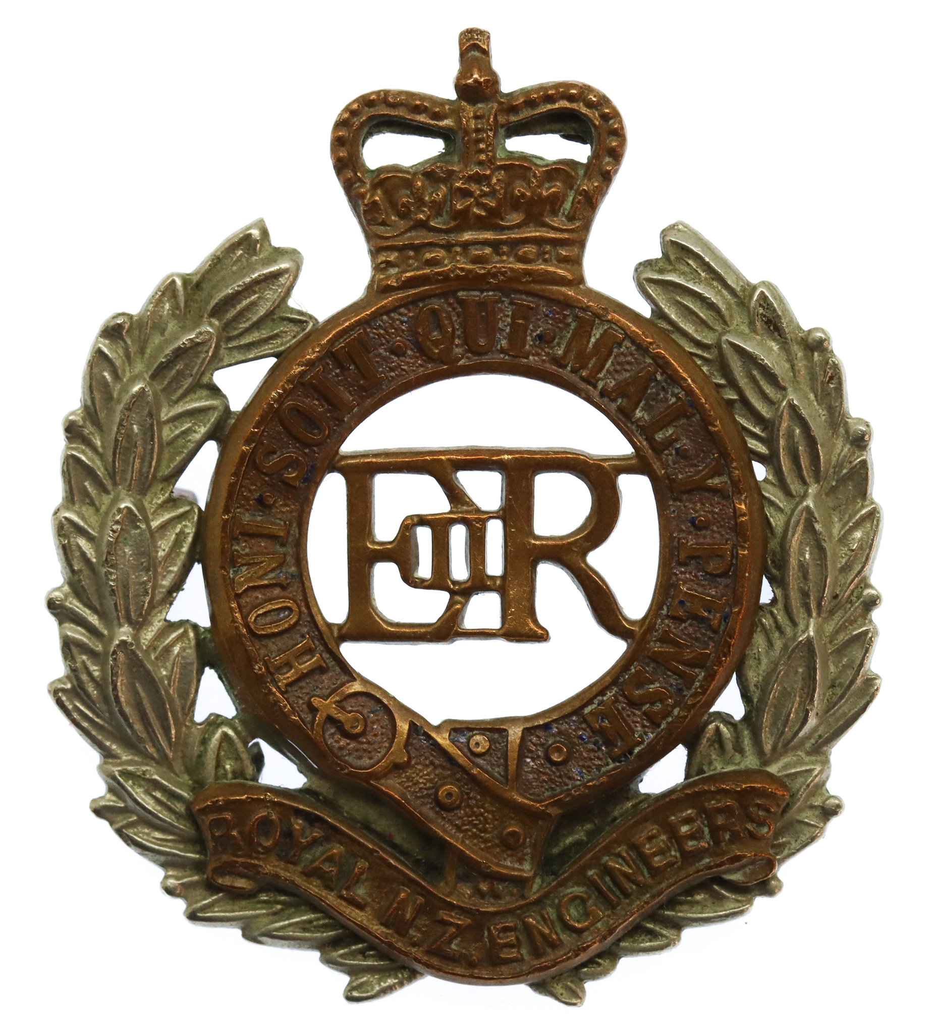 Royal New Zealand Engineers Bi-Metal Cap Badge - Queen's Crown