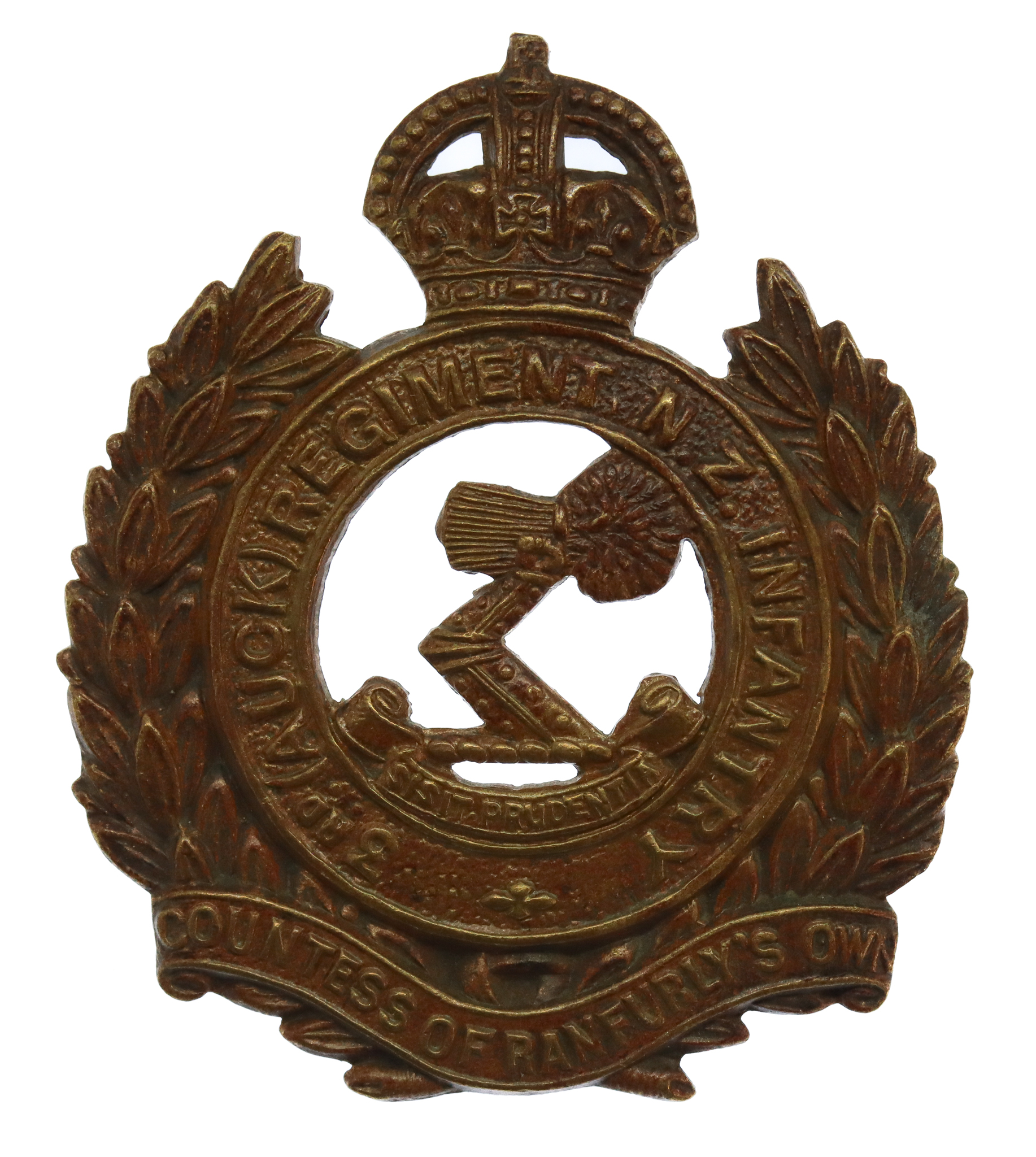 3rd (Auckland) Regiment New Zealand Infantry Cap Badge - King's Crown