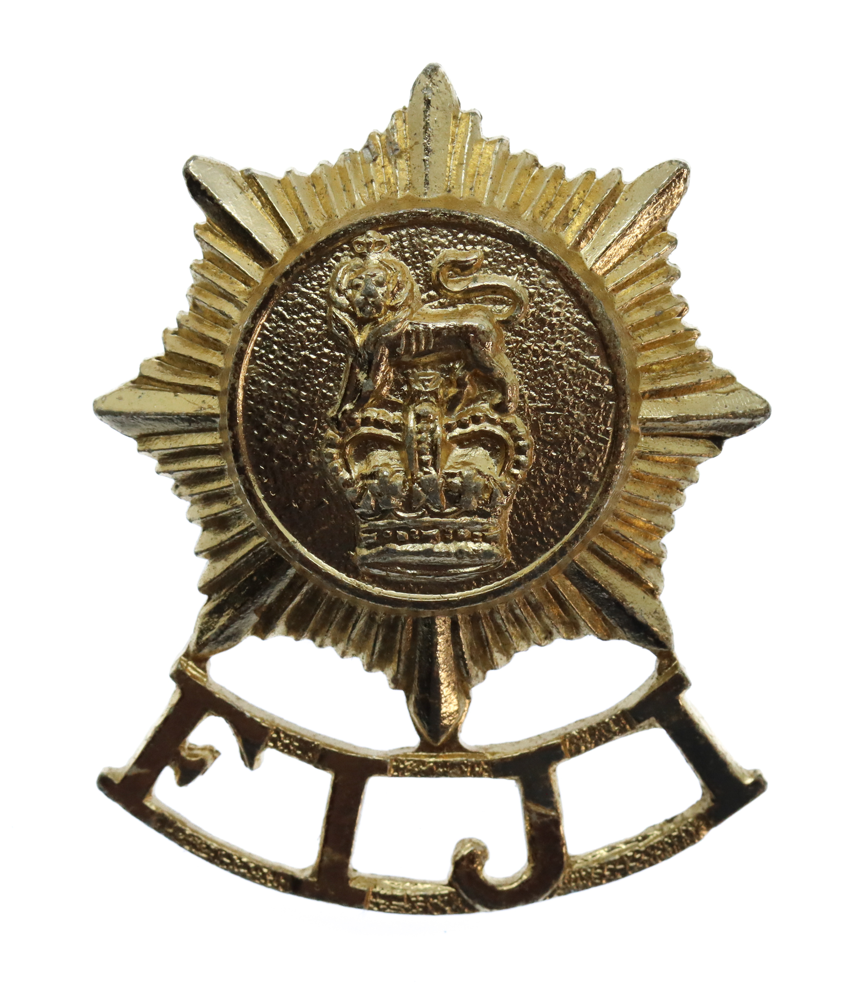 Fiji Defence Force Anodised (Staybrite) Cap Badge - Queen's Crown