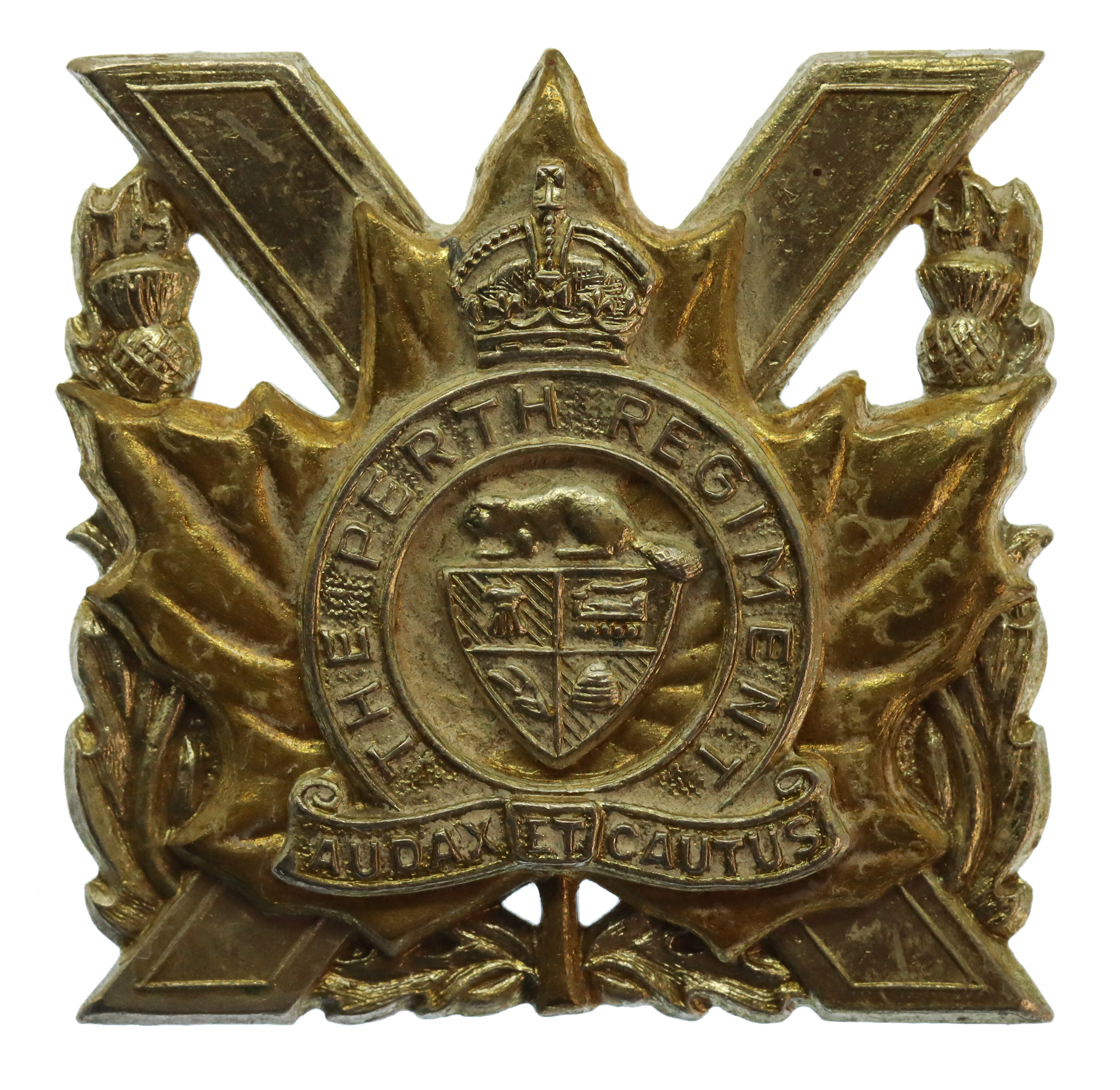 Canadian The Perth Regiment Cap Badge - King's Crown
