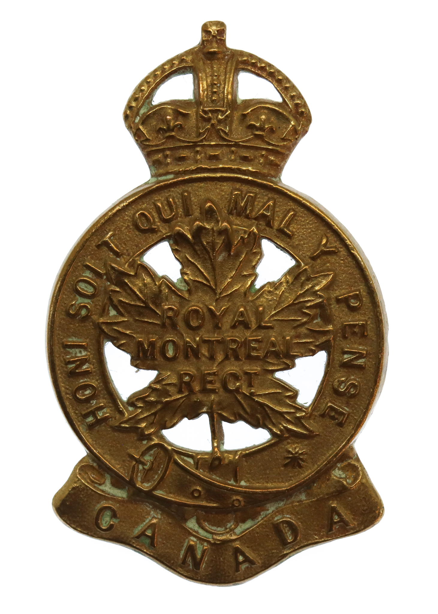 Canadian Royal Montreal Regiment Cap Badge - King's Crown