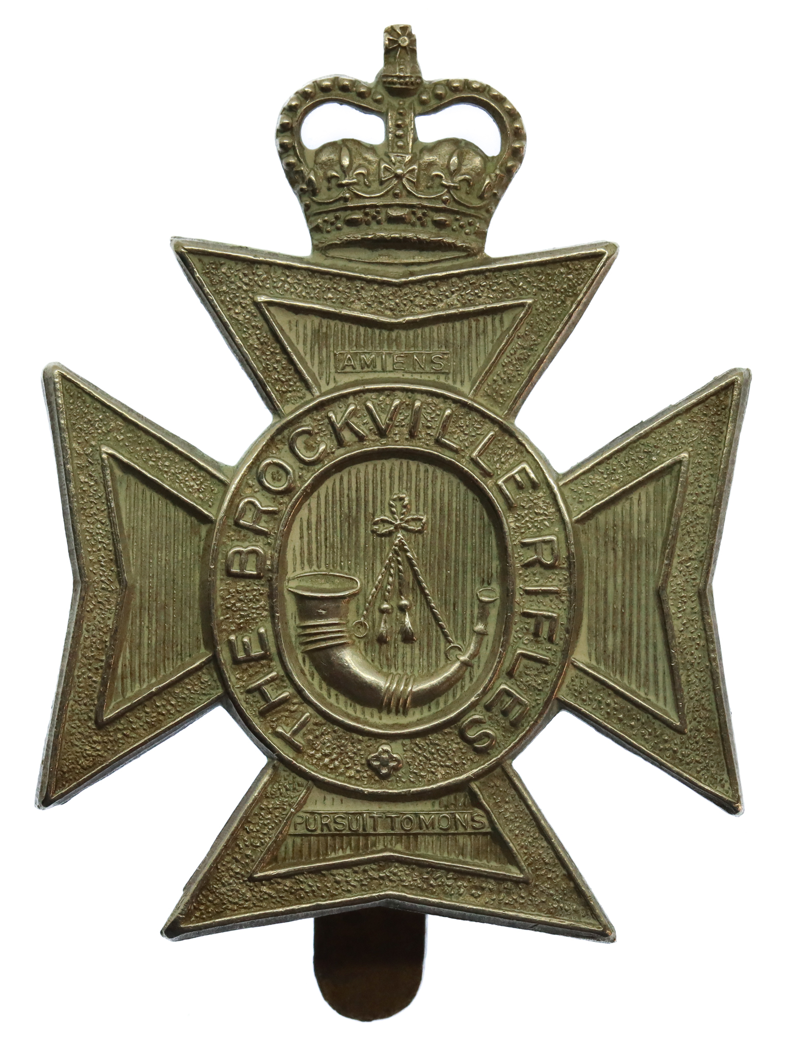 Canadian The Brockville Rifles Cap Badge - Queen's Crown
