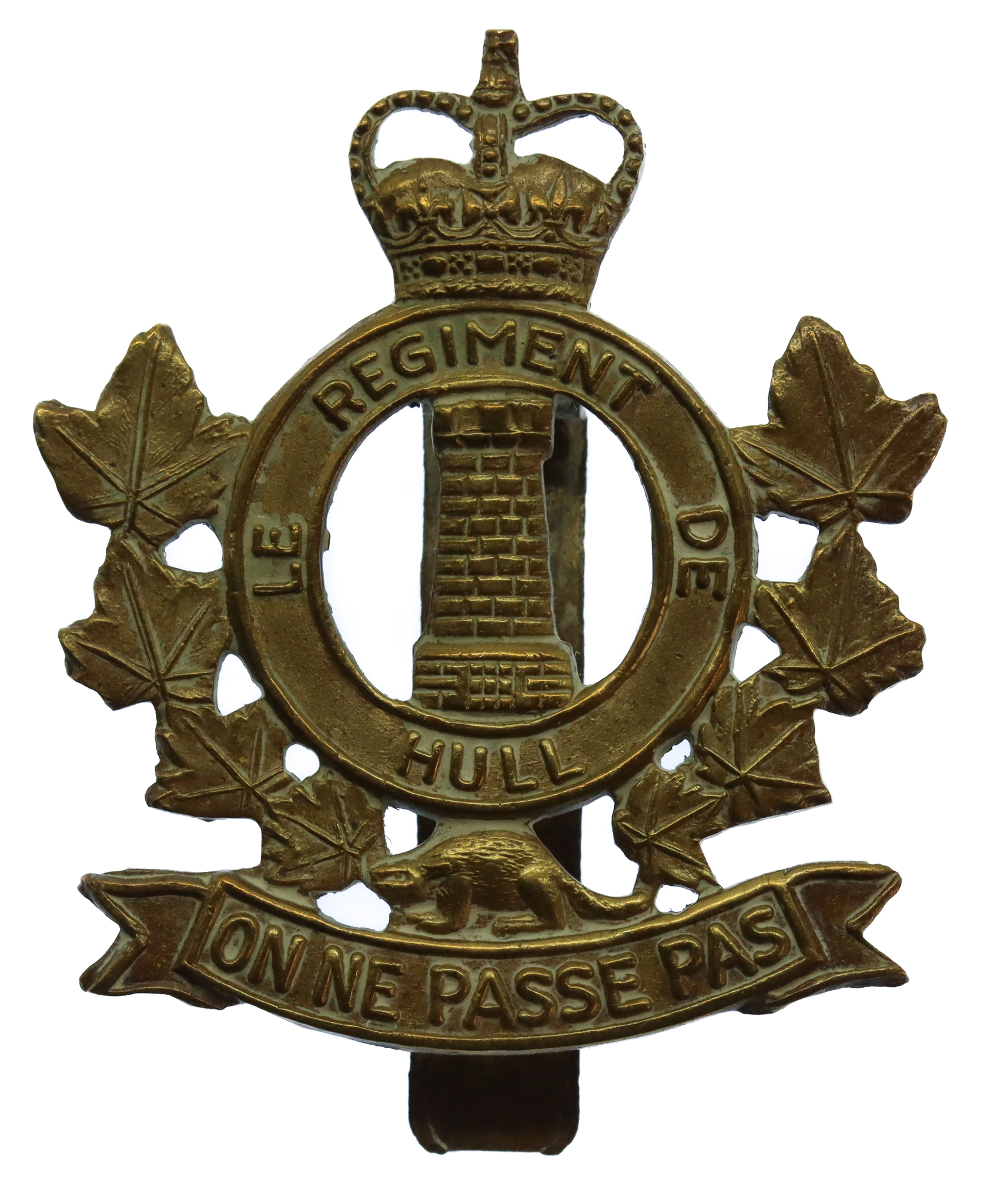 Canadian Le Regiment de Hull Cap Badge - Queen's Crown