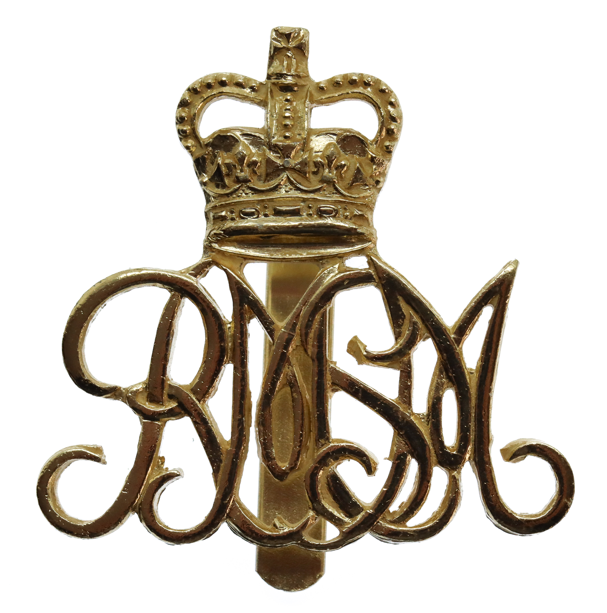 Royal Military School of Music Anodised (Staybrite) Cap Badge - Queen's Crown