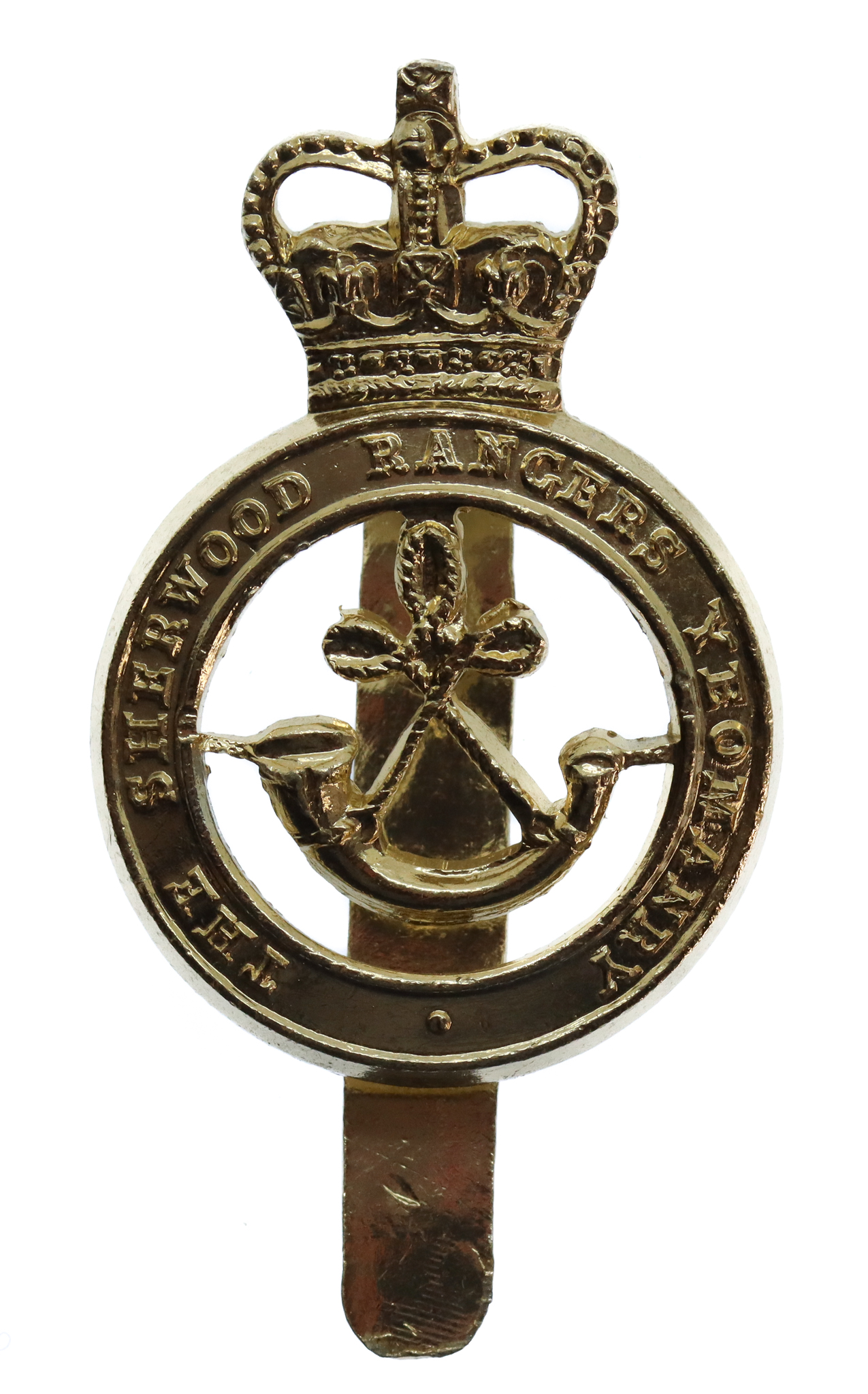 Sherwood Rangers Yeomanry Anodised (Staybrite) Cap Badge - Queen's Crown
