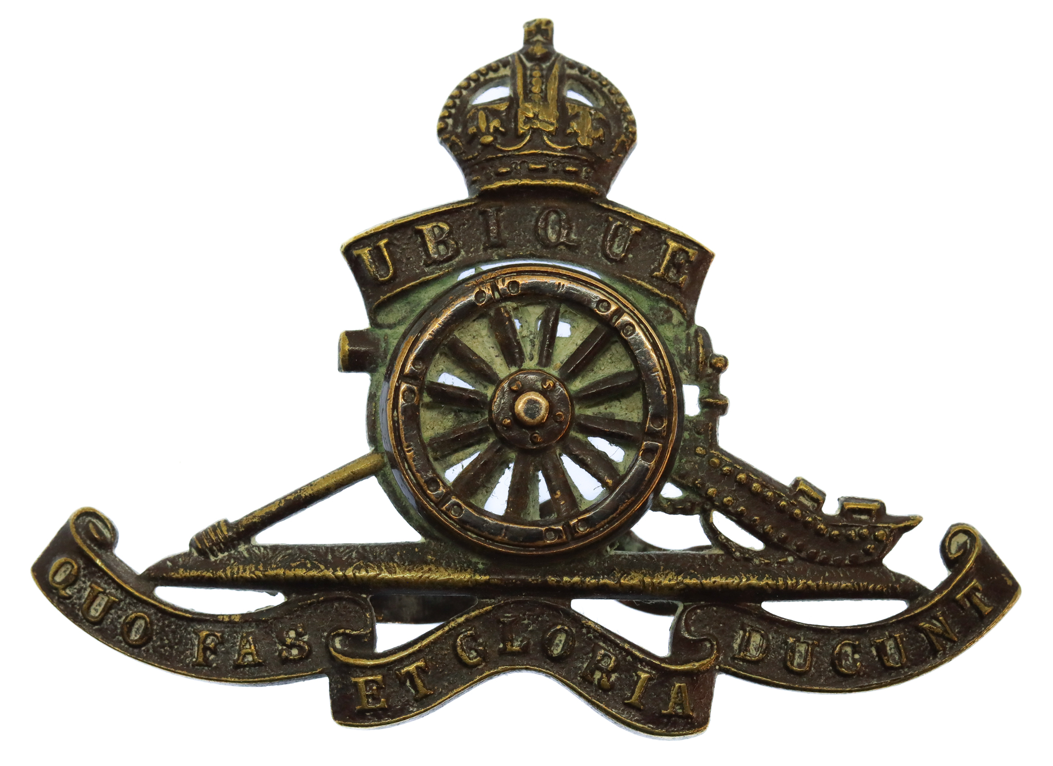 Royal Artillery Officer's Service Dress Cap Badge - King's Crown