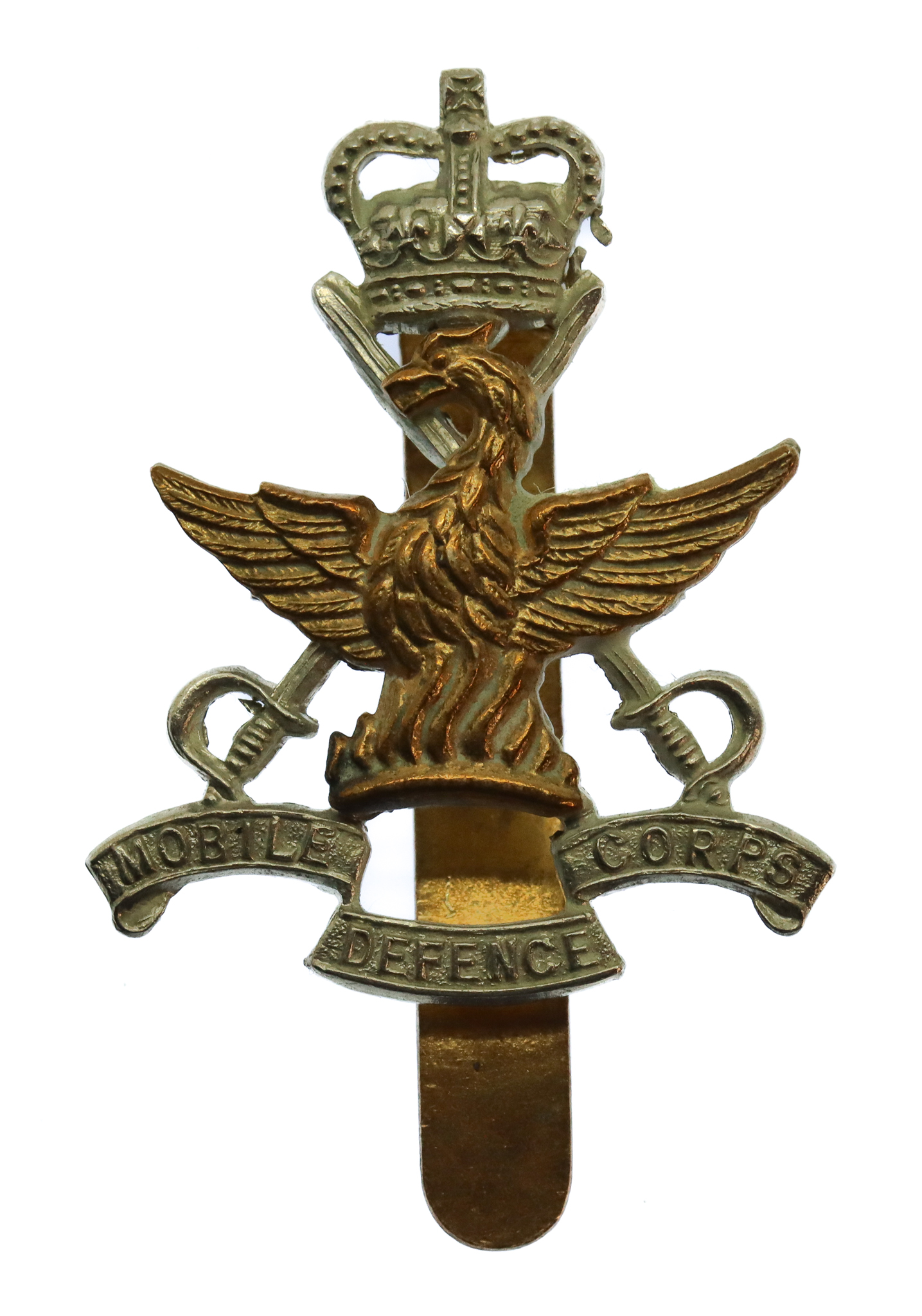 Mobile Defence Corps Bi-Metal Cap Badge - Queen's Crown